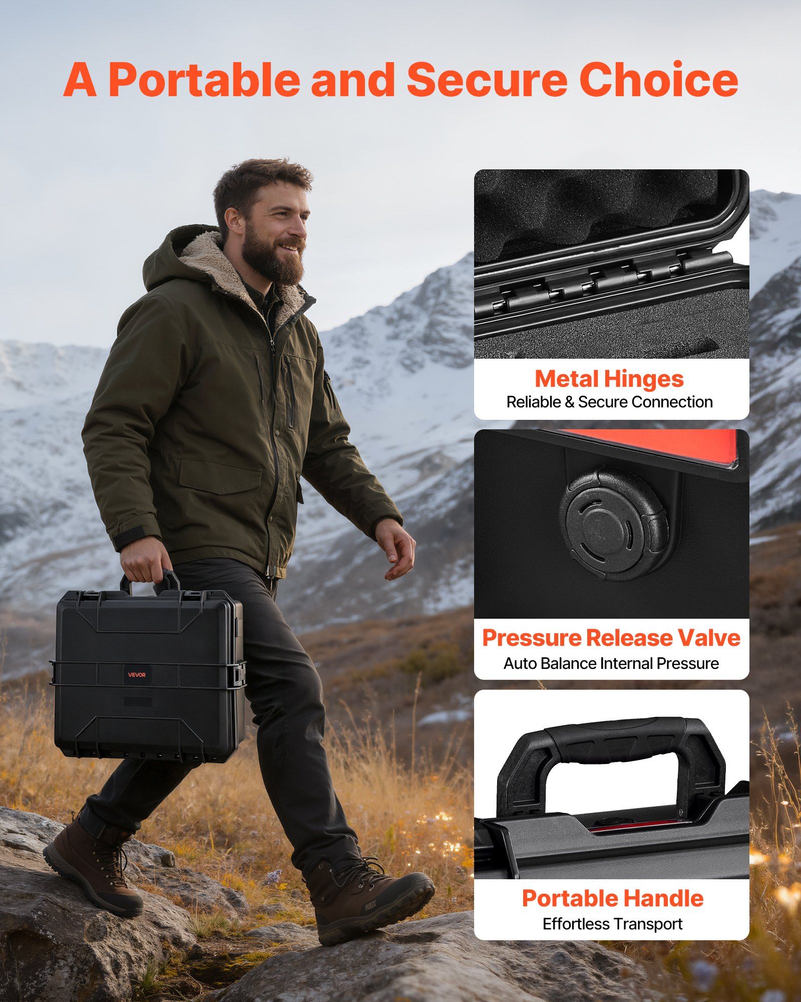 Hard Pistol Case, Heavy Duty Hard Gun Case with XPE Foam Lining, Waterproof Pistol Storage Box with Customizable Interior & Handle for Gun, Lenses, Camera, Gear, TSA Compliant, 556x455x225 mm - Image 7