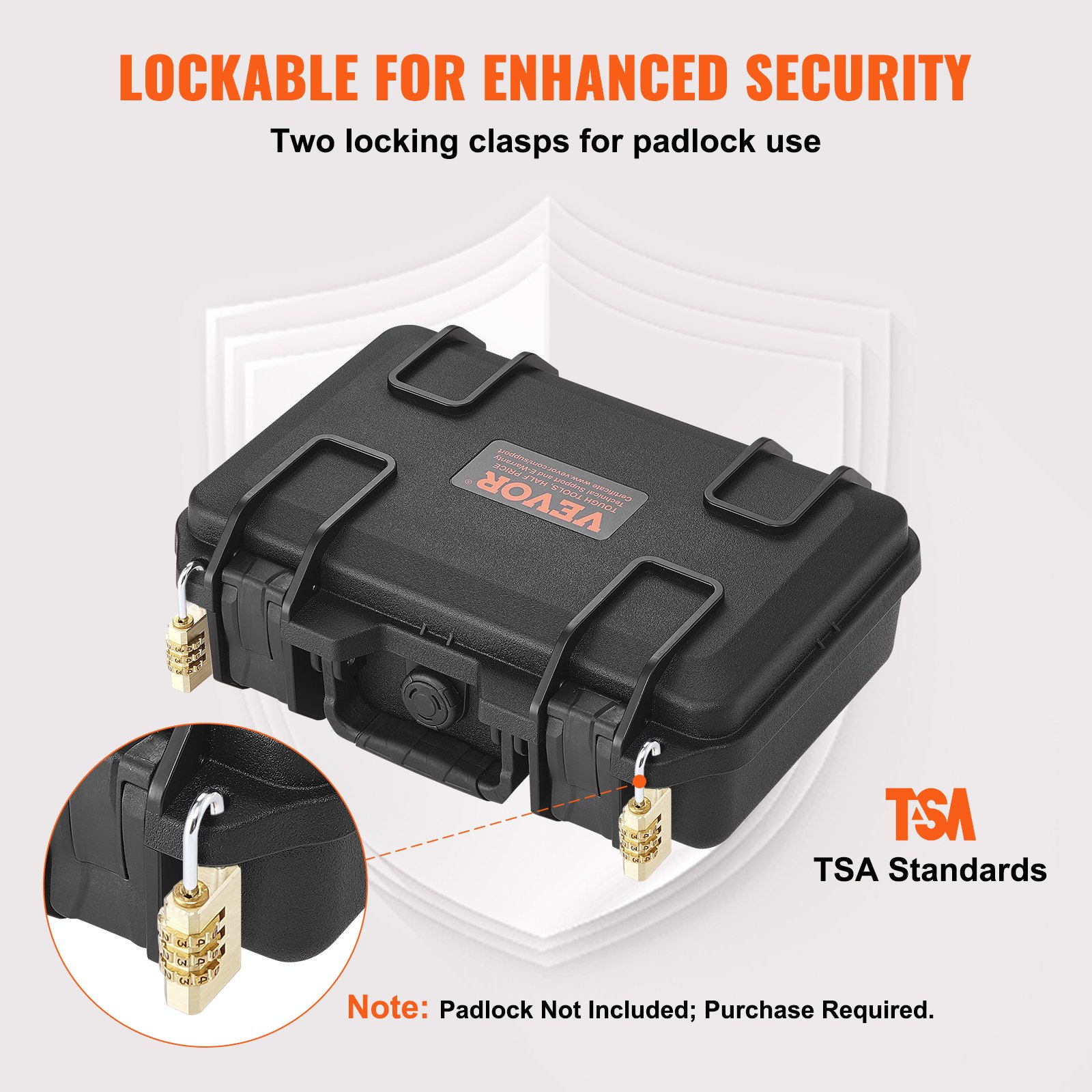 Hard Pistol Cases with Pre-cut PU Foam, Waterproof & Dustproof Hard Gun Case for 1 Pistol, 12.59×9.01×4.4 in Lockable Pistol Case, Black - Image 4
