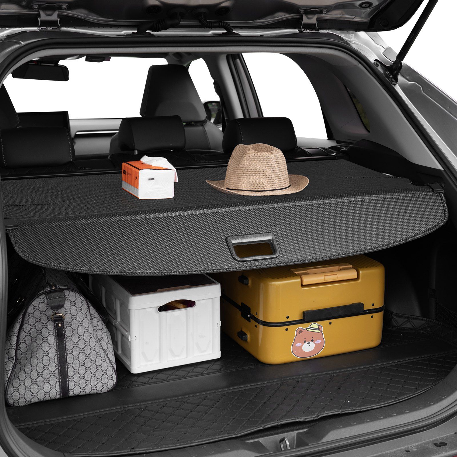 Retractable Cargo Cover, Carbon Fiber Texture Trunk Cover, Anti-Peeping Luggage Privacy Shield, Seamless Fixation Shade, Extended Version for GMC Terrain & Chevrolet Equinox 2018-2024 5-Seater - Image 8