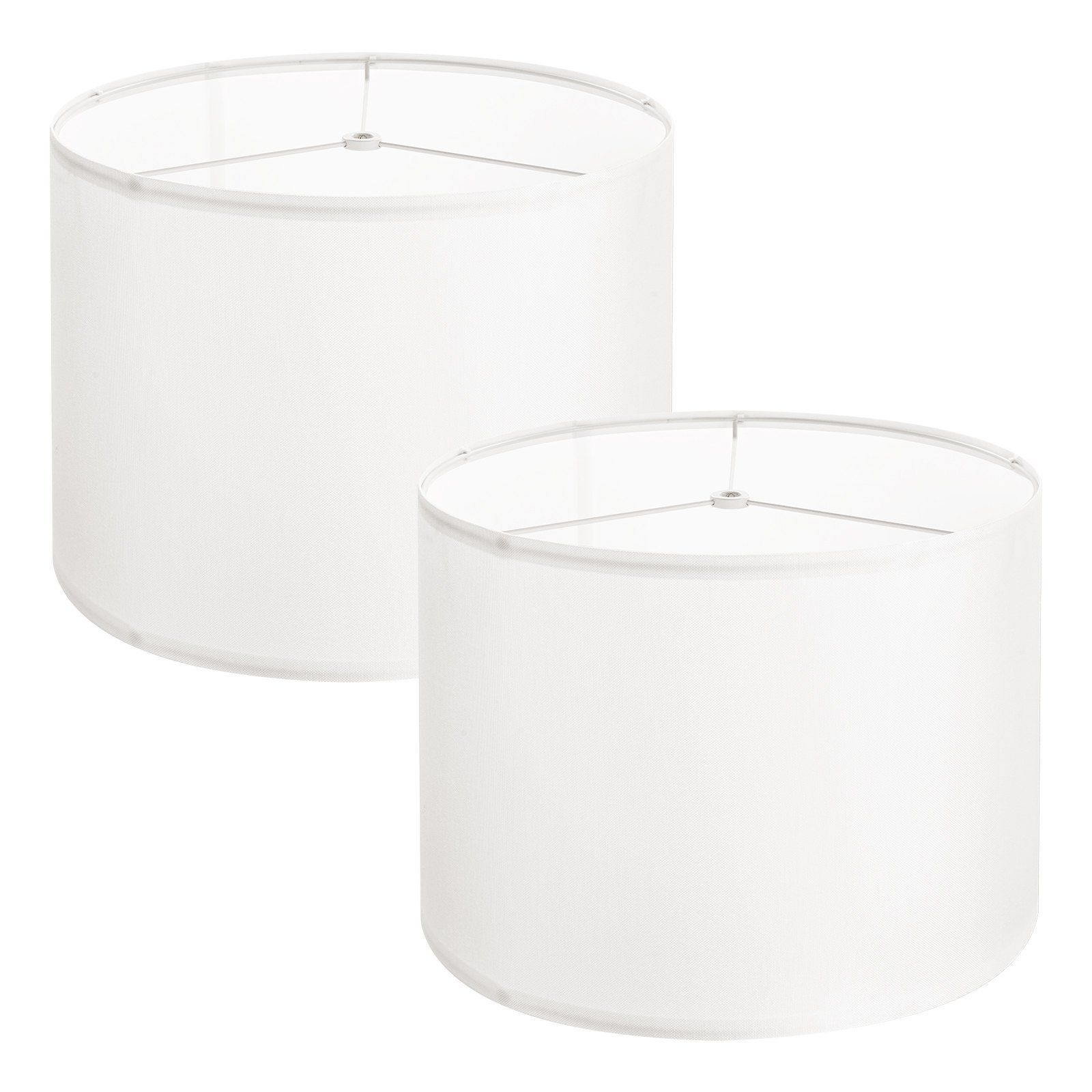 Drum Lamp Shade 2 Set, 33 cm Top x 33 cm Bottom x 25 cm High, Medium Drum Linen Lampshade, Replacement Lamp Shade for Table Lamps Floor Lamps Pendant Lights, Easy Assembly Required (Off-white) - Image 1