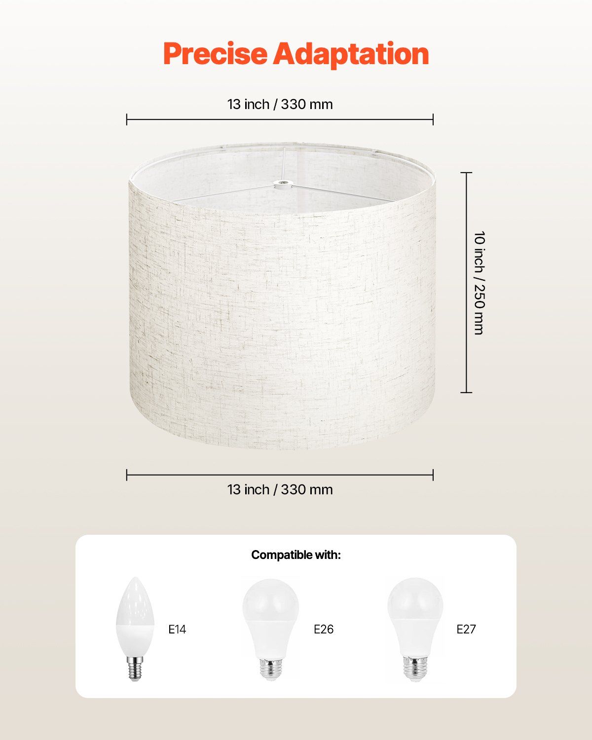 Drum Lamp Shade, 33 cm Top x 33 cm Bottom x 25 cm High, Medium Drum Linen Lampshade, Replacement Lamp Shade for Table Lamps Floor Lamps Pendant Lights, Easy Assembly Required (Light Linen) - Image 4
