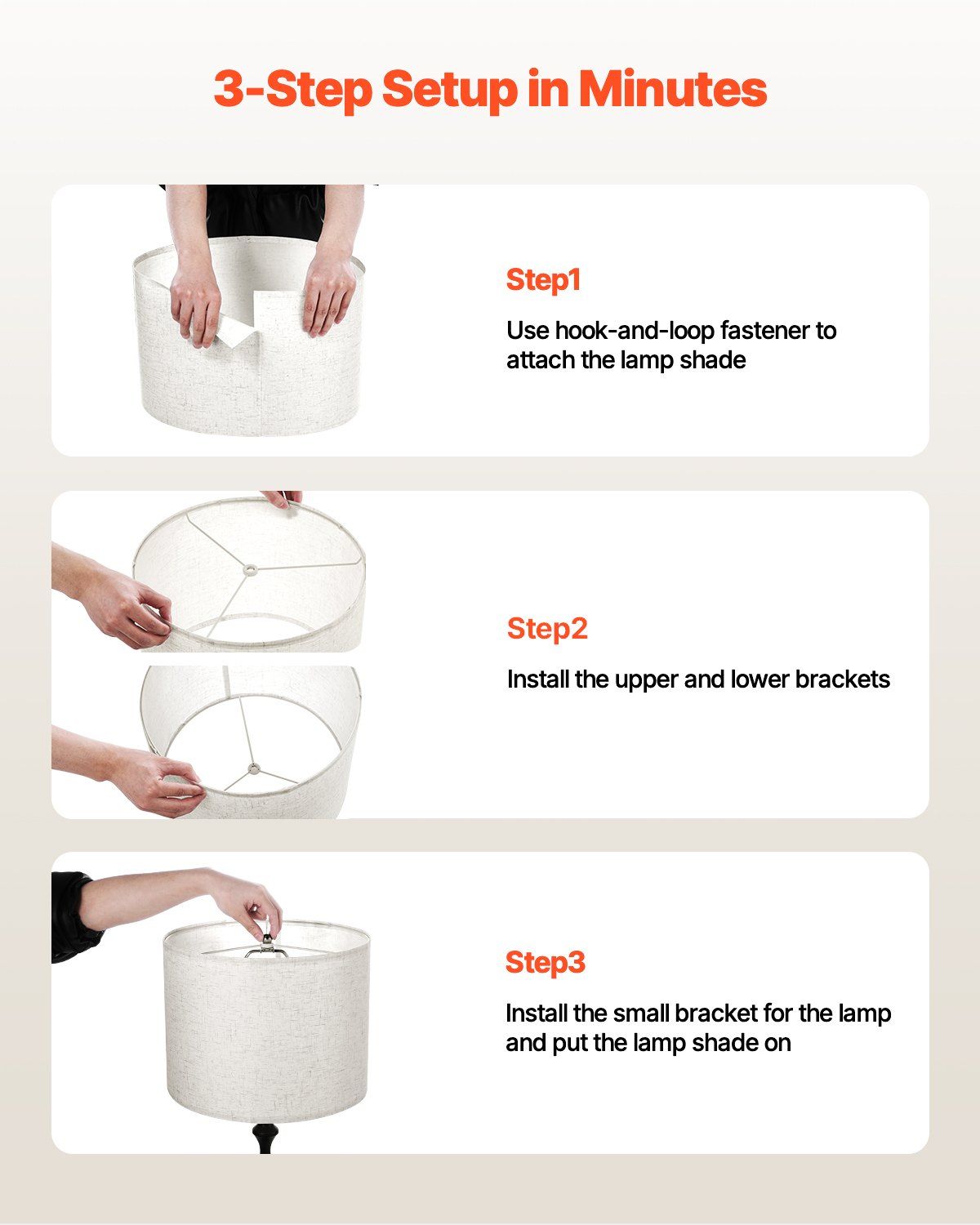 Drum Lamp Shade, 33 cm Top x 33 cm Bottom x 25 cm High, Medium Drum Linen Lampshade, Replacement Lamp Shade for Table Lamps Floor Lamps Pendant Lights, Easy Assembly Required (Light Linen) - Image 5