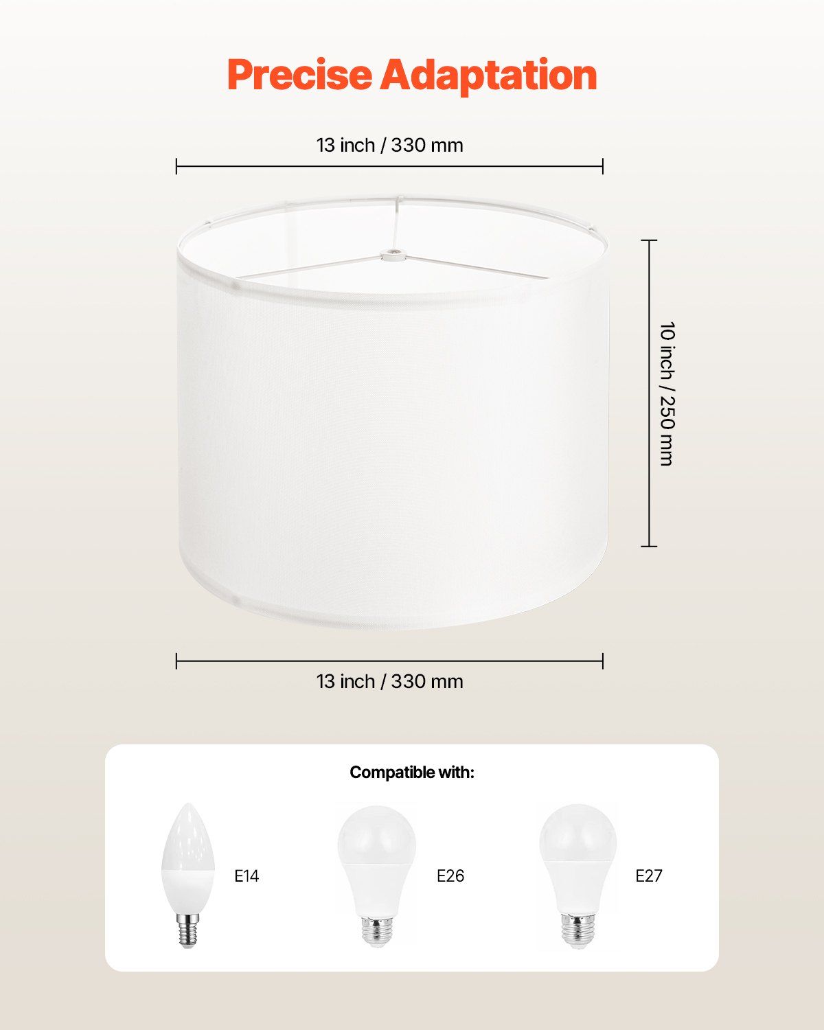 Drum Lamp Shade, 33 cm Top x 33 cm Bottom x 25 cm High, Medium Drum Linen Lampshade, Replacement Lamp Shade for Table Lamps Floor Lamps Pendant Lights, Easy Assembly Required (Off-white Linen) - Image 4