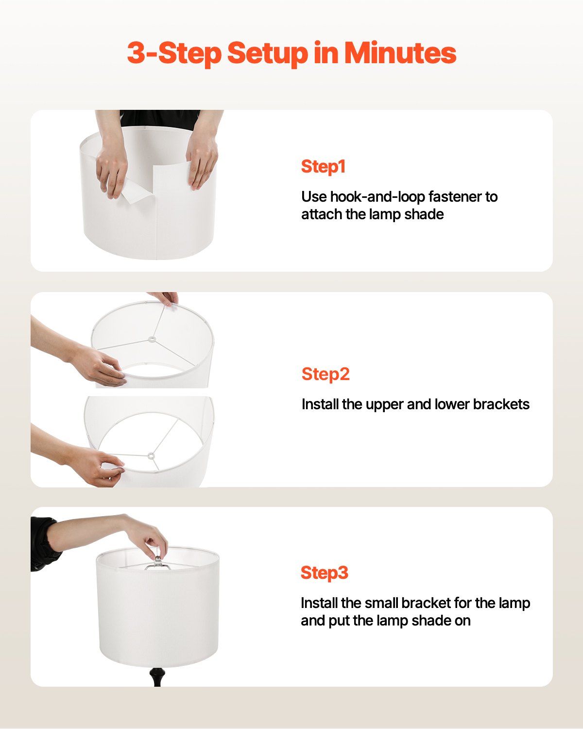 Drum Lamp Shade, 33 cm Top x 33 cm Bottom x 25 cm High, Medium Drum Linen Lampshade, Replacement Lamp Shade for Table Lamps Floor Lamps Pendant Lights, Easy Assembly Required (Off-white Linen) - Image 5