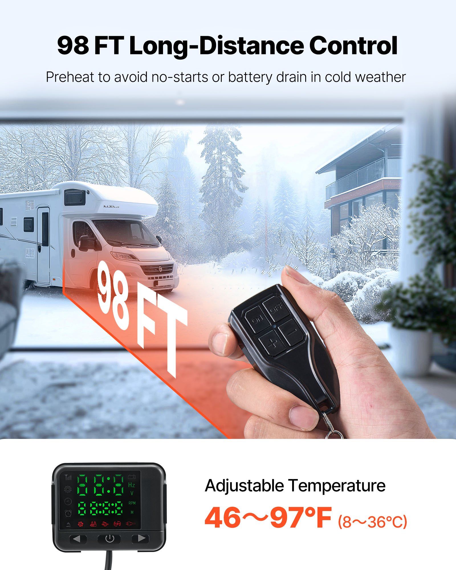 Diesel Air Heater, 8 kW DC12-24V, Fast Heating Diesel Parking Heater with Remote Control and Color Digital Display, 10L Fuel Tank, Low Noise, Voice Announcement, for RV, Truck, Boat and Trailer - Image 4