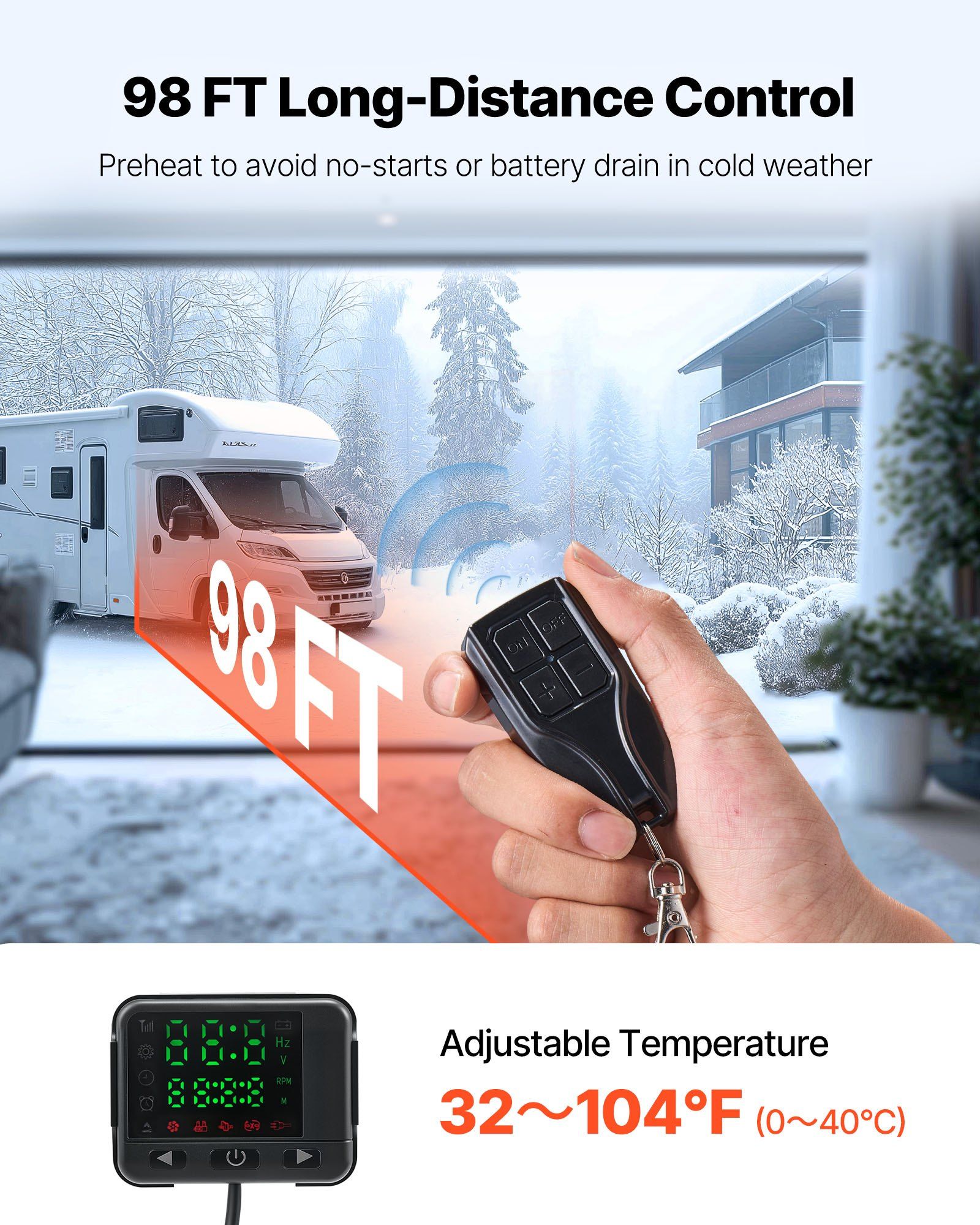 Diesel Air Heater, 8 kW DC12-24V, Fast Heating Diesel Parking Heater with Remote Control and Square Color Digital Display, Low Noise, Voice Announcement, for RV, Truck, Camper, Boat and Trailer - Image 4