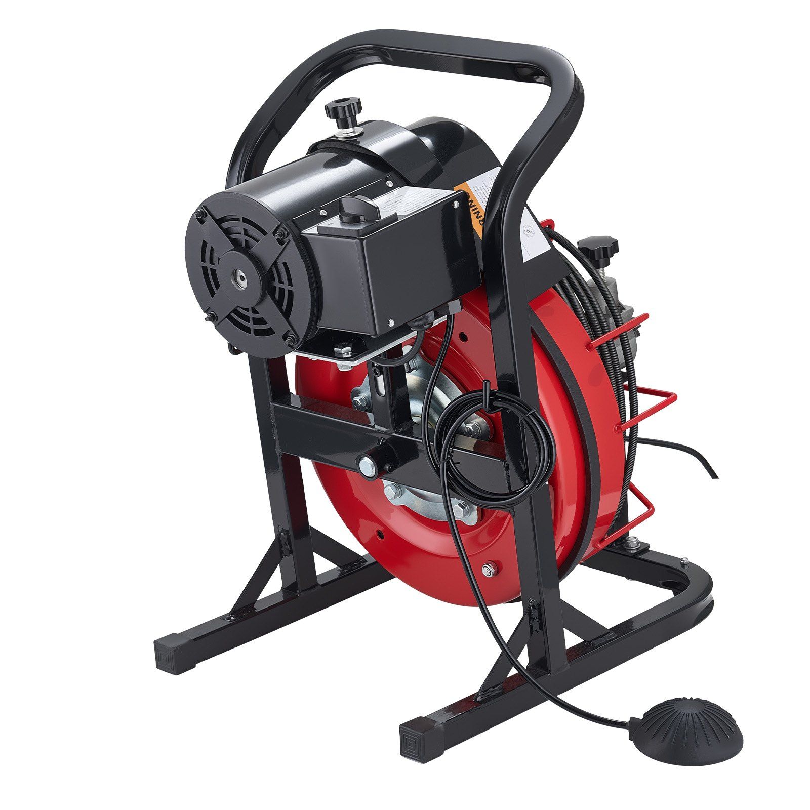 Drain Cleaner Machine 15m x 8mm, Auto Feed Sewer Snake Auger with 4 Cutters & Air-activated Foot Switch for 50mm to 100mm Pipes - Image 1