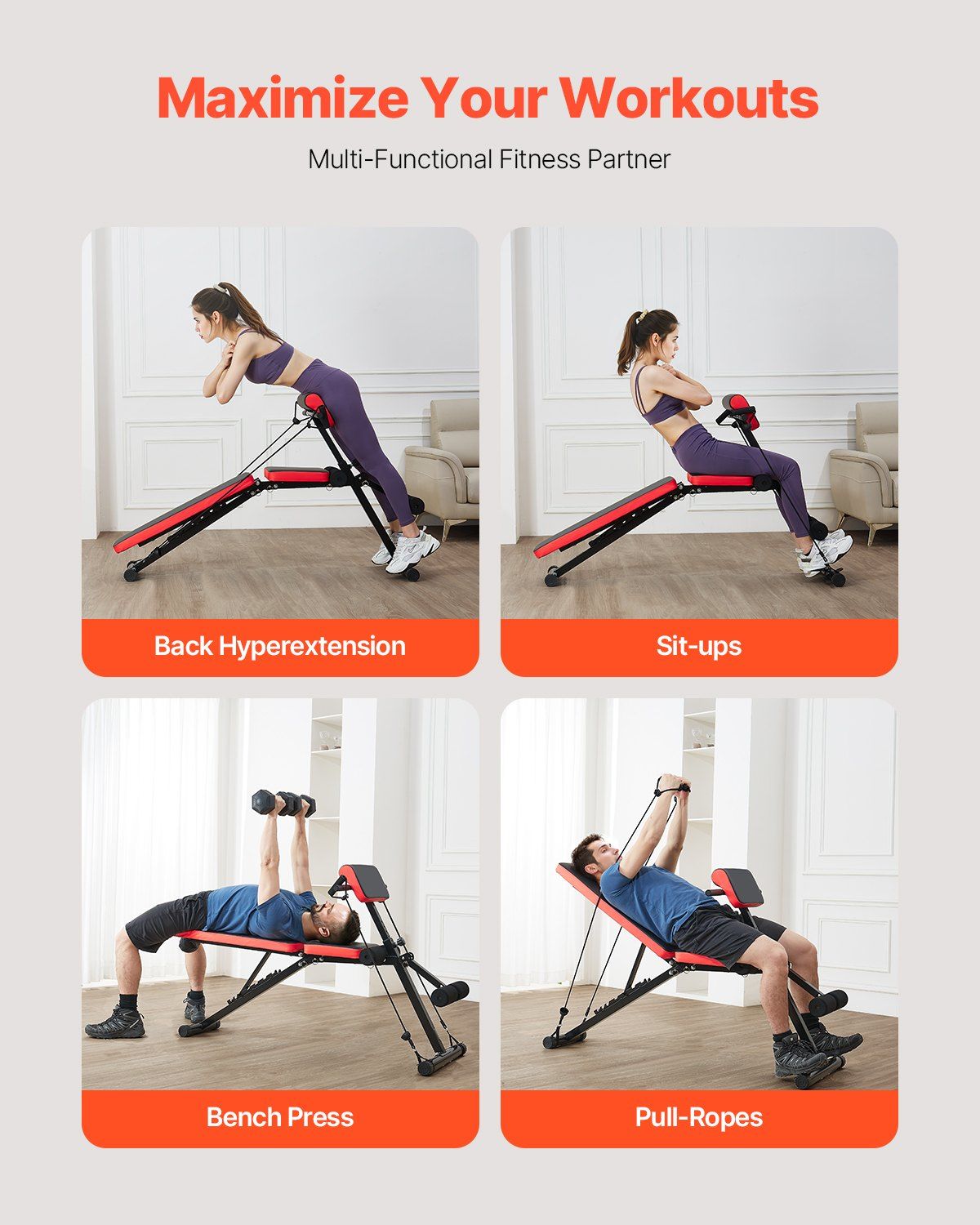 Multi-Functional Weight Bench for Full Body Workout, Roman Chair Hyperextension Bench, 770 lbs Adjustable & Foldable Equipment for Back Arm Core Ab Workout, Sit Up Exercise Machine for Home Gym - Image 2