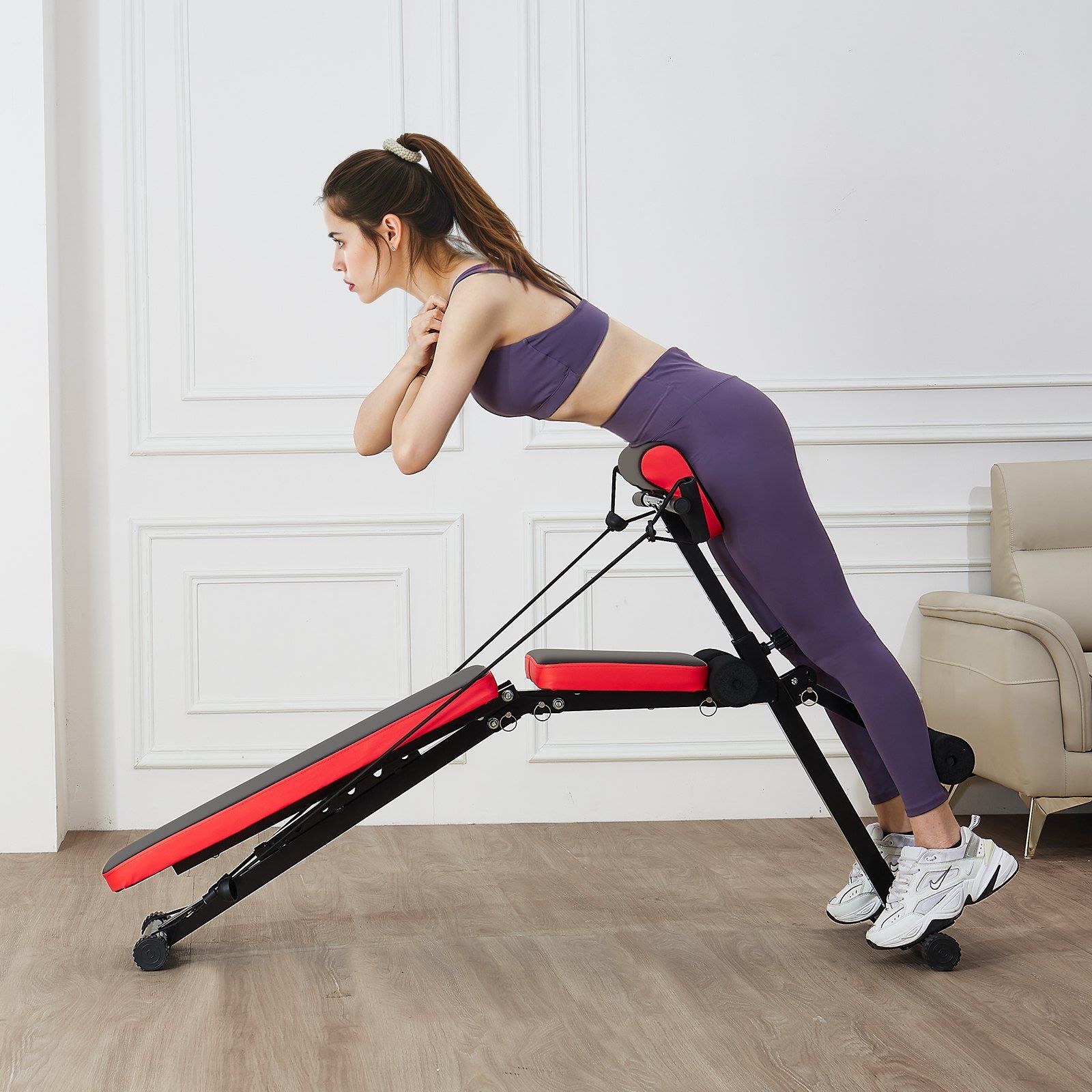 Multi-Functional Weight Bench for Full Body Workout, Roman Chair Hyperextension Bench, 770 lbs Adjustable & Foldable Equipment for Back Arm Core Ab Workout, Sit Up Exercise Machine for Home Gym - Image 8