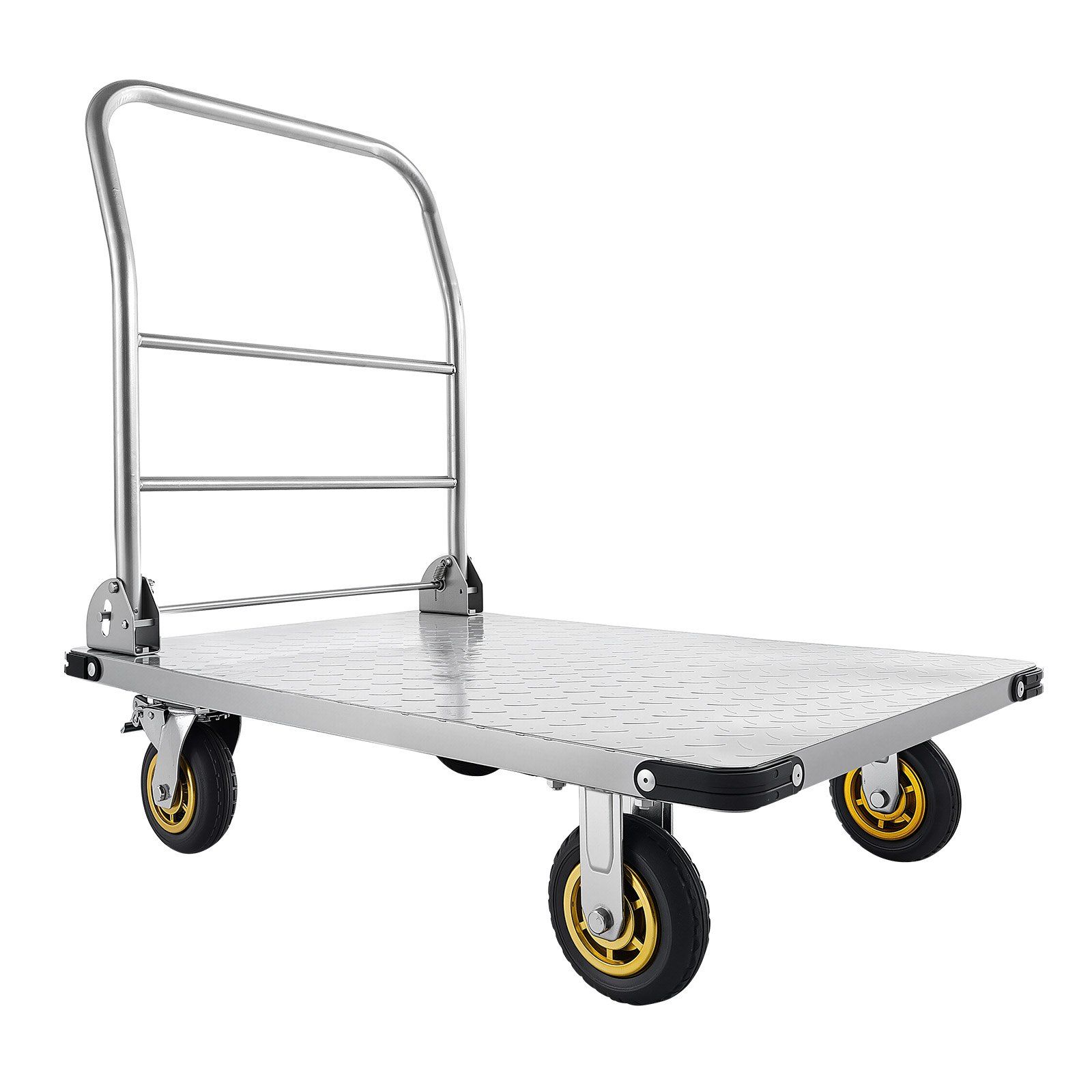 Platform Truck, 907.18 kg Capacity, Heavy Duty Steel Flatbed Cart with Swivel Wheels and Handle, Foldable Platform Hand Push Truck Dolly, for Groceries, Garage, Warehouse, 900 x 600 x 900 mm - Image 1