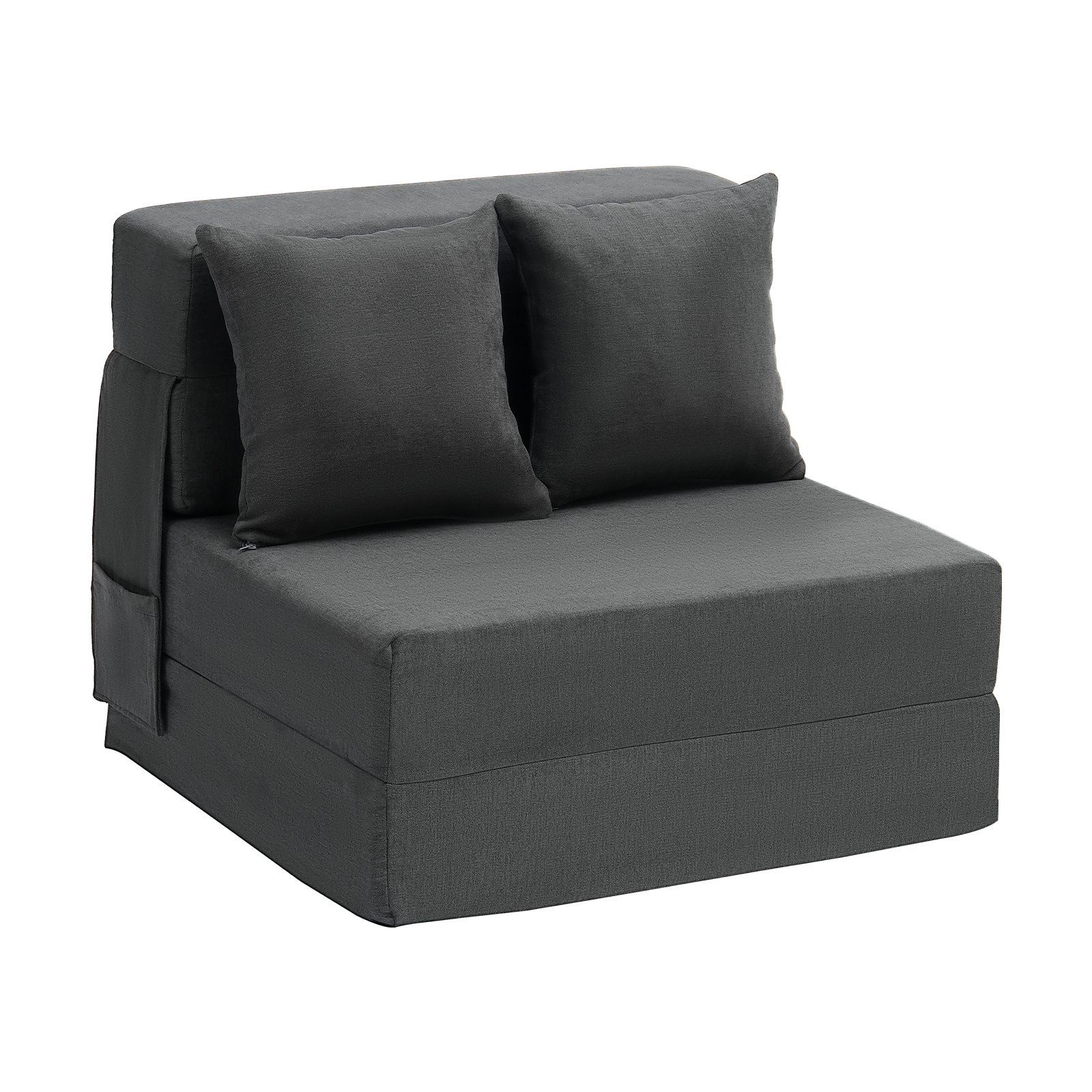 Folding Sofa Bed, 3-in-1 Foldable Couch Bed with 2 Pillows and Washable Cover, 25D High Density Memory Foam Convertible Sleeper Chair Bed, Futon Couch for Living Room, Bedroom, Dark Grey(Single) - Image 1