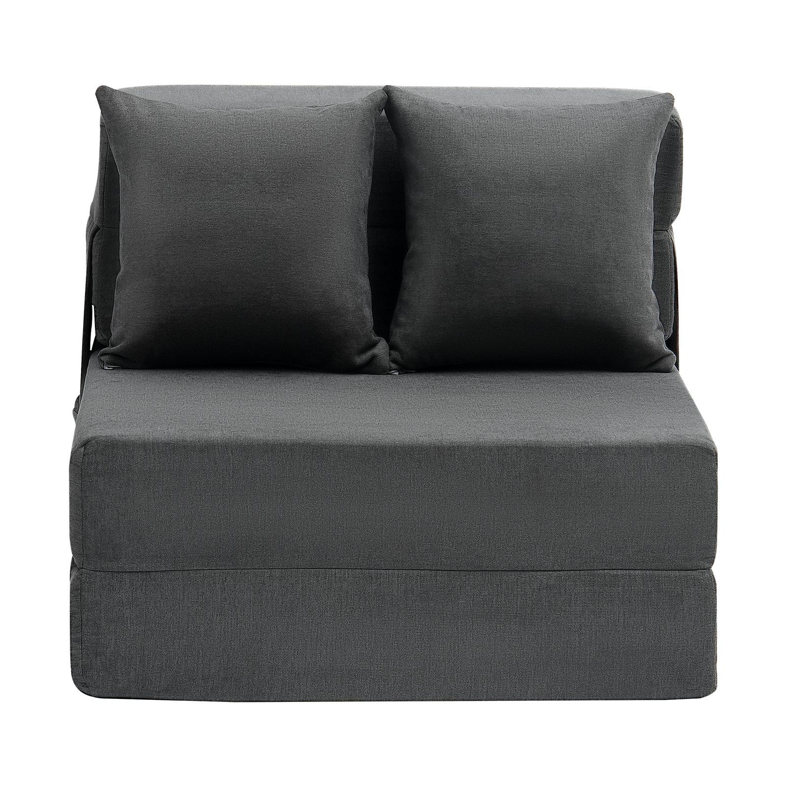 Folding Sofa Bed, 3-in-1 Foldable Couch Bed with 2 Pillows and Washable Cover, 25D High Density Memory Foam Convertible Sleeper Chair Bed, Futon Couch for Living Room, Bedroom, Dark Grey(Single) - Image 8