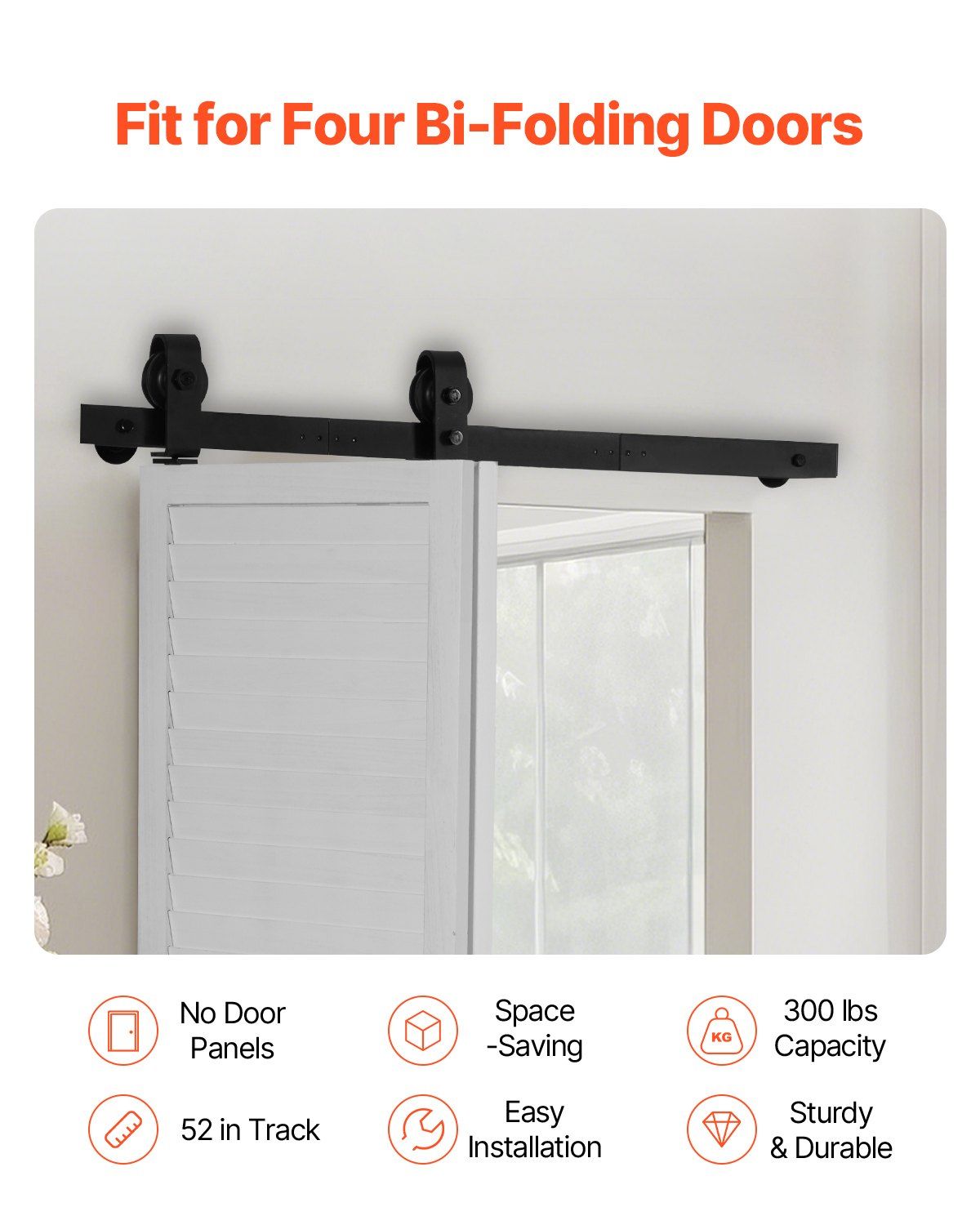 Bi-Folding Sliding Barn Door Hardware Track Kit, 36
