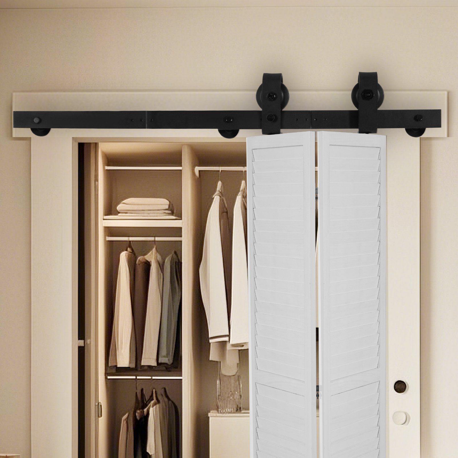 Bi-Folding Sliding Barn Door Hardware Track Kit, 36