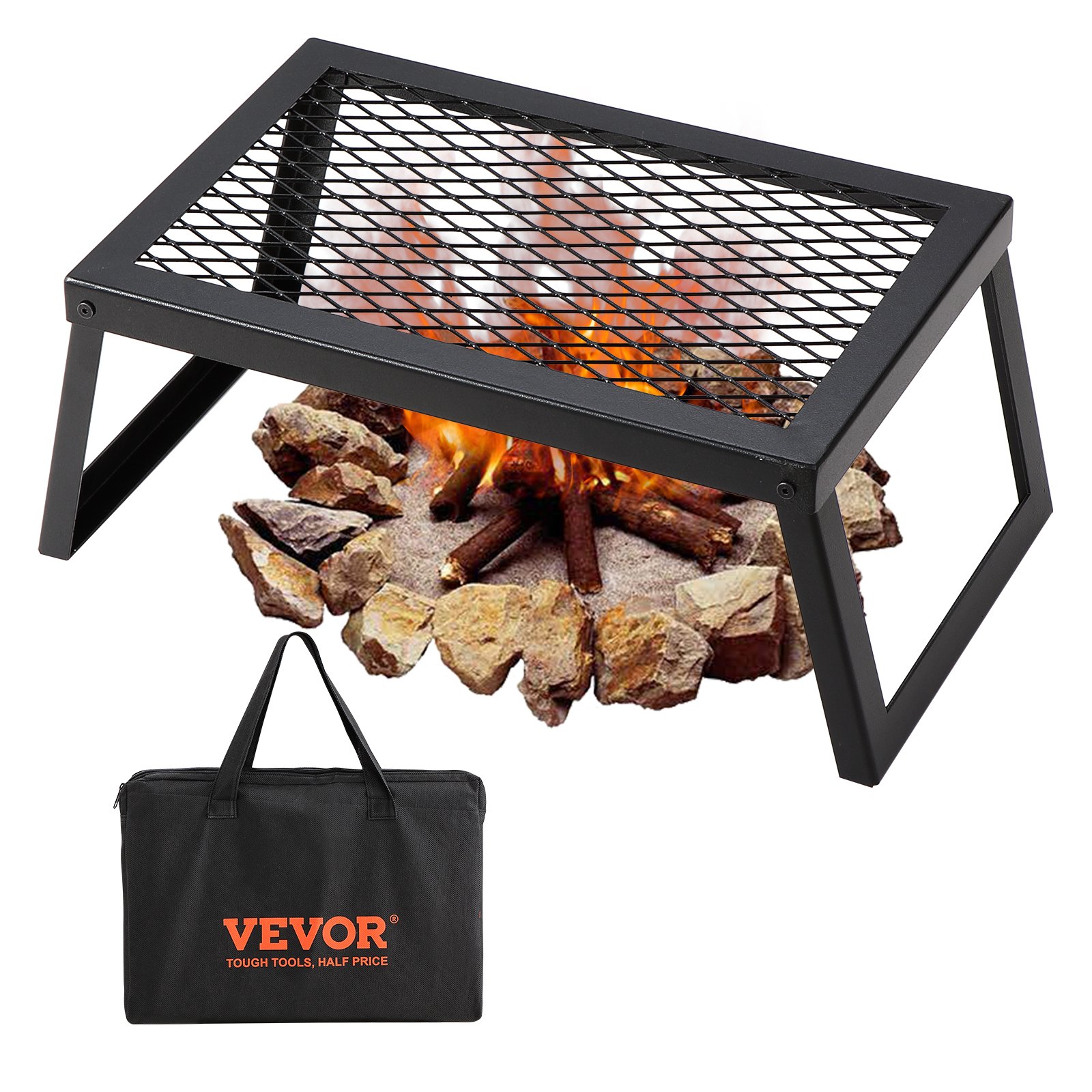 Folding Campfire Grill Portable Camping Fire Pit Steel Outdoor BBQ Picnic - Image 1