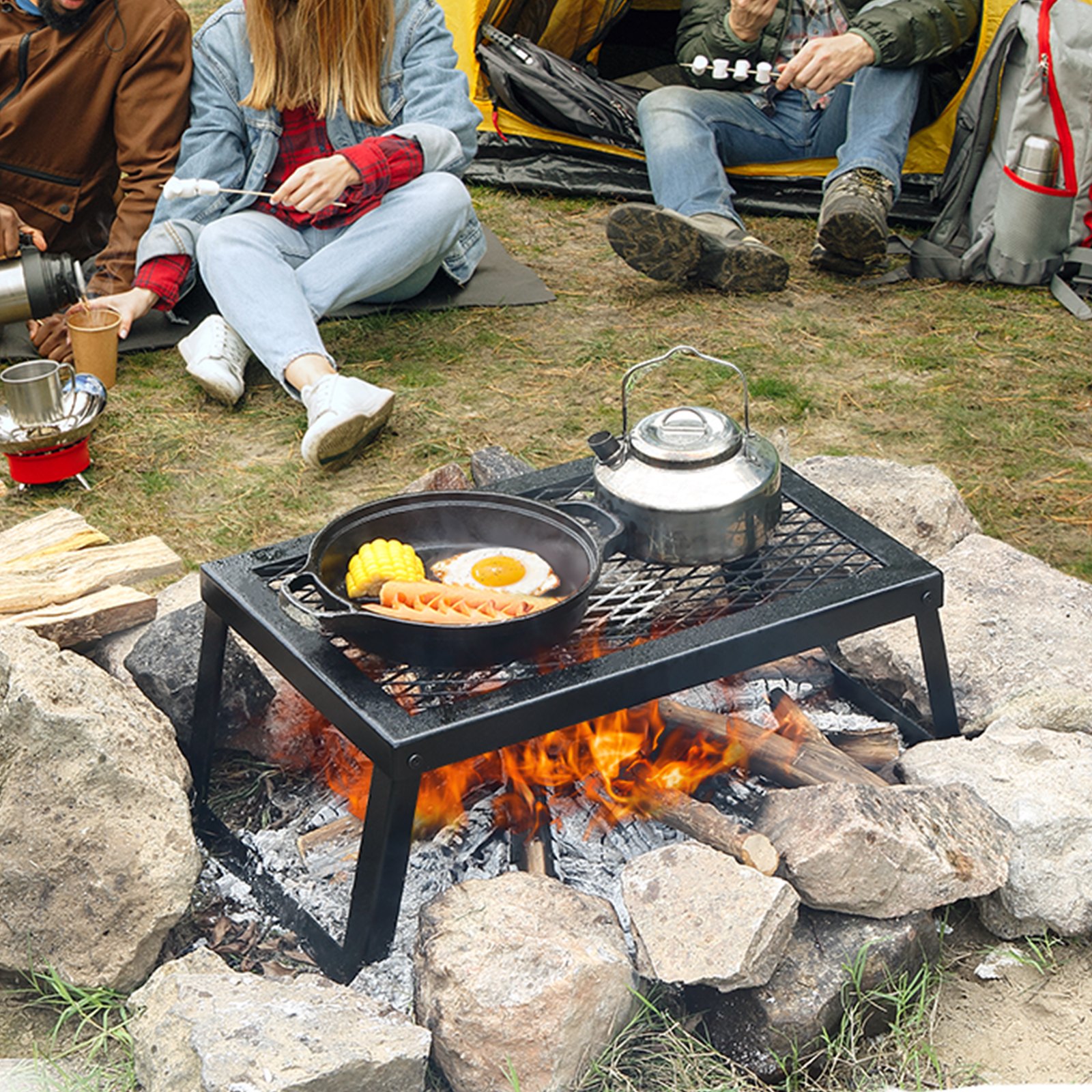 Folding Campfire Grill Portable Camping Fire Pit Steel Outdoor BBQ Picnic - Image 8