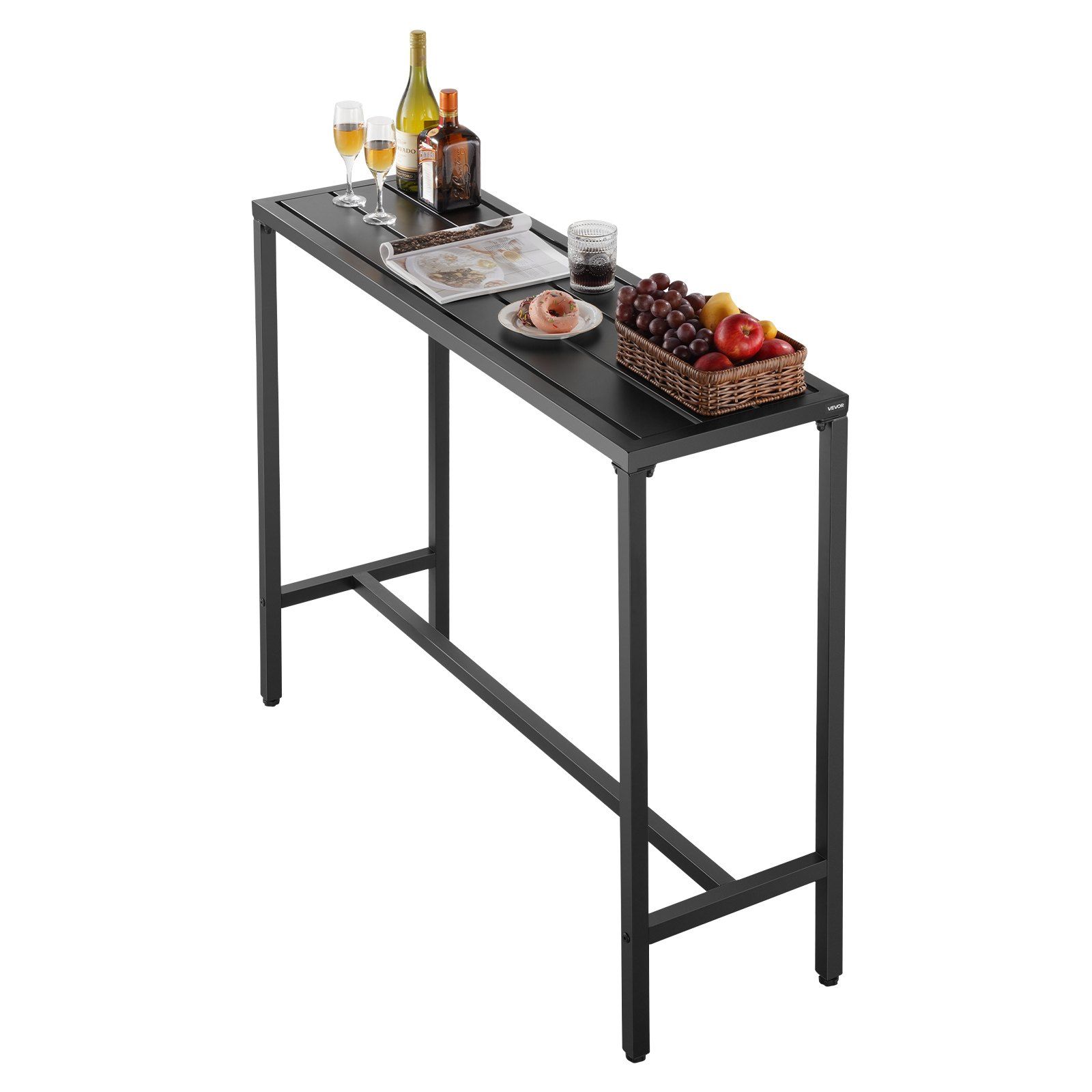 Outdoor Bar Table, 120 x 37.5 cm Patio Bar Table, Waterproof Top & Sturdy Metal Frame, Rectangle Counter Height Dining Tables, Outdoor Furniture for Balcony, Yard, Hot Tub, Poolside, Indoor - Image 1