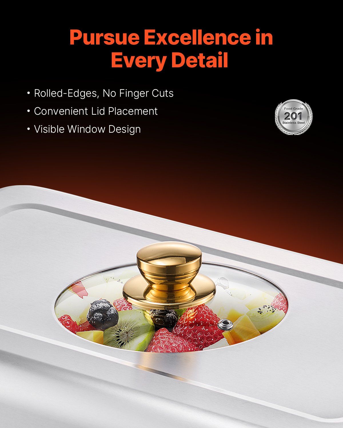 Chafing Dish Buffet Set, 8 Qt 4 Pack, Stainless Steel Chafer with 4 Full Size Pans, Rectangle Catering Warmer Server with Glass Lid Water Pan Folding Stand Fuel Holder, for Wedding Party Banquet - Image 3