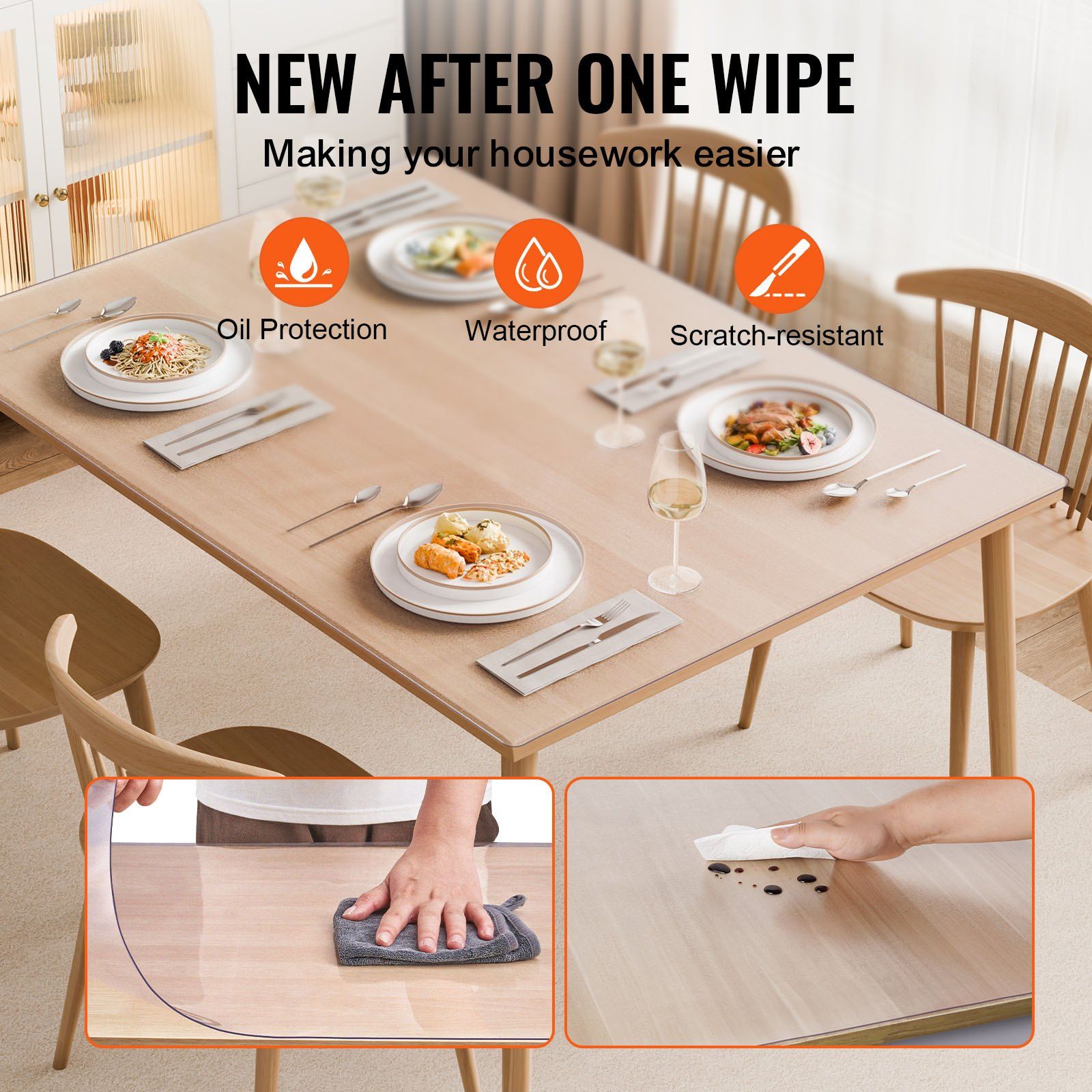 Plastic Table Cover, 24 x 48 Inch 1.5 mm Thick Frosted Table Protector, Rectangle PVC Desk Mat, Waterproof & Easy Cleaning Desk Pad Tablecloth, for Office Dresser Dining Room Table Night Stand - Image 4