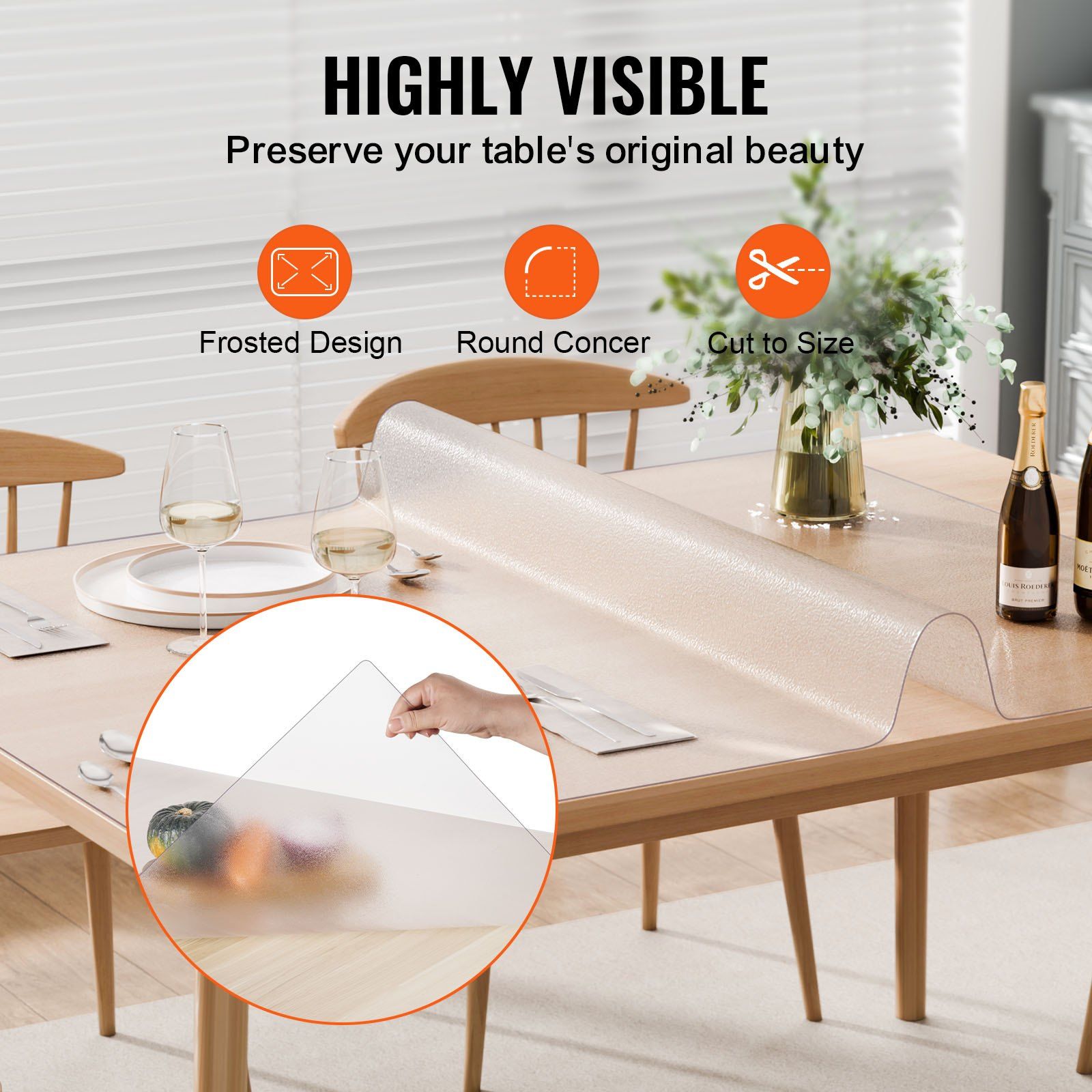 Plastic Table Cover, 24 x 48 Inch 1.5 mm Thick Frosted Table Protector, Rectangle PVC Desk Mat, Waterproof & Easy Cleaning Desk Pad Tablecloth, for Office Dresser Dining Room Table Night Stand - Image 5