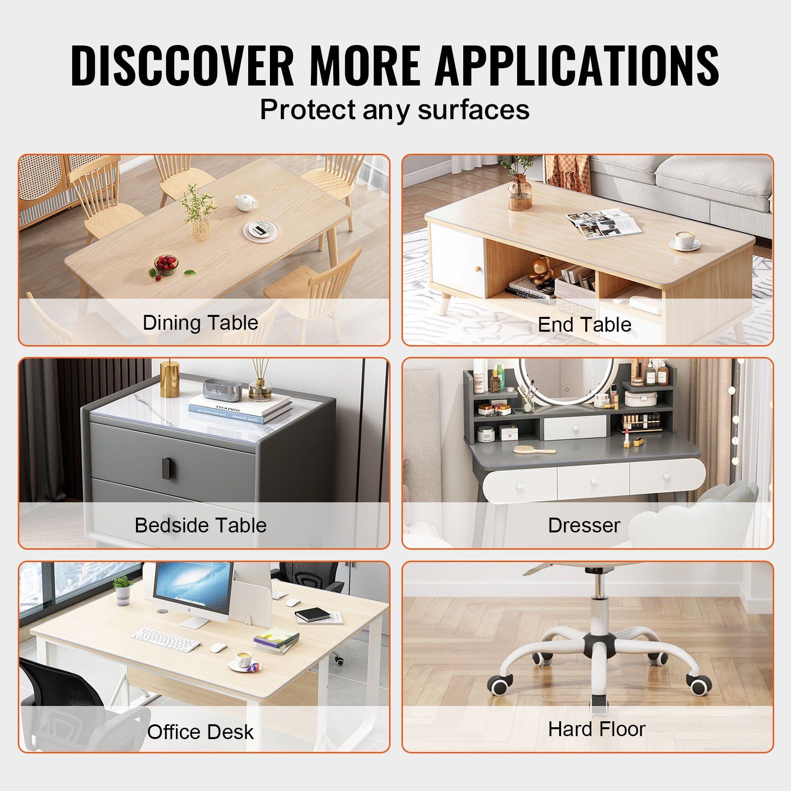 Plastic Table Cover, 24 x 48 Inch 1.5 mm Thick Frosted Table Protector, Rectangle PVC Desk Mat, Waterproof & Easy Cleaning Desk Pad Tablecloth, for Office Dresser Dining Room Table Night Stand - Image 6