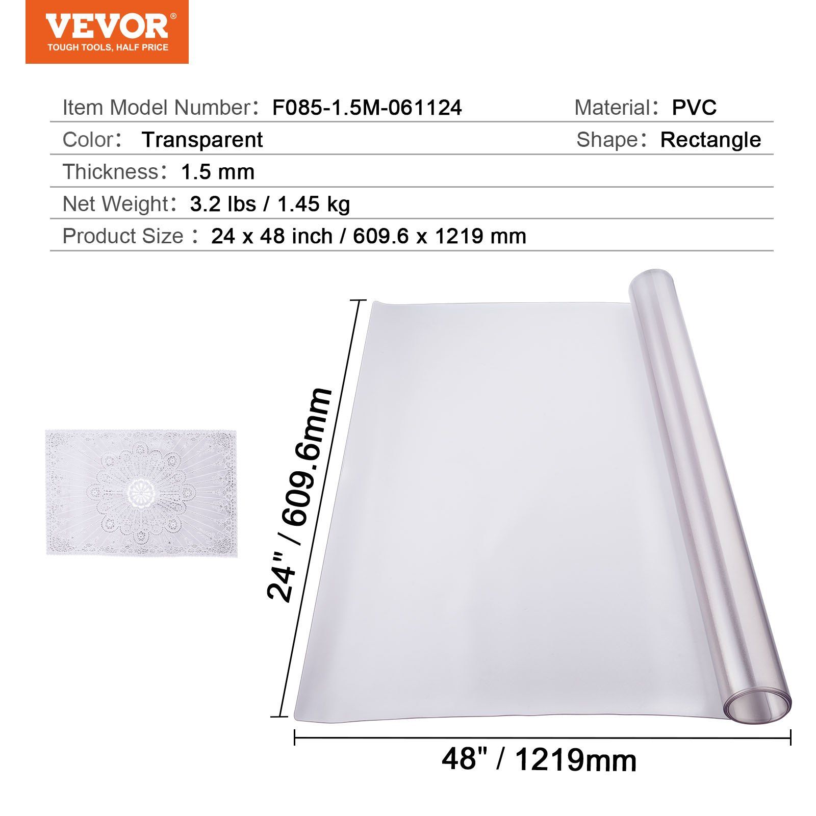 Plastic Table Cover, 24 x 48 Inch 1.5 mm Thick Frosted Table Protector, Rectangle PVC Desk Mat, Waterproof & Easy Cleaning Desk Pad Tablecloth, for Office Dresser Dining Room Table Night Stand - Image 7