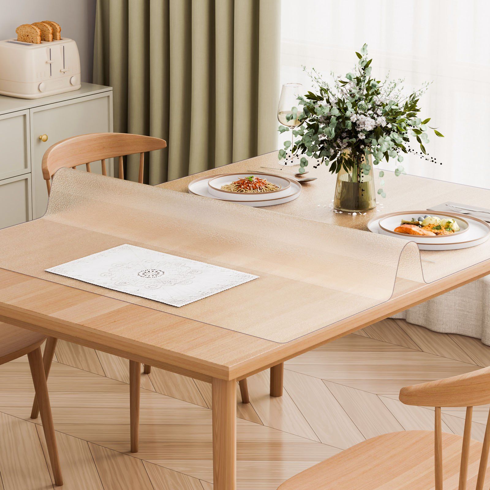 Plastic Table Cover, 24 x 48 Inch 1.5 mm Thick Frosted Table Protector, Rectangle PVC Desk Mat, Waterproof & Easy Cleaning Desk Pad Tablecloth, for Office Dresser Dining Room Table Night Stand - Image 8