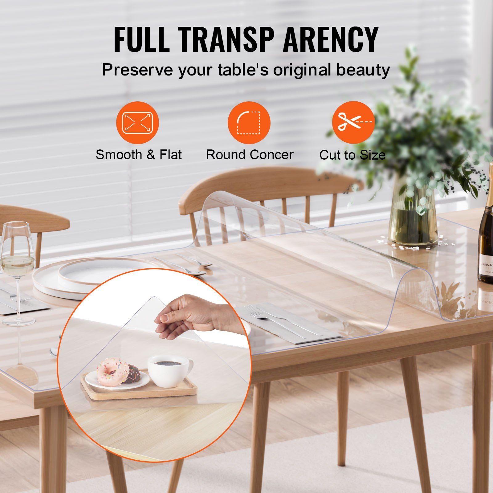 Plastic Table Cover, 30 x 60 Inch 1.5 mm Thick Clear Table Protector, Rectangle PVC Desk Mat, Waterproof & Easy Cleaning Desk Pad Tablecloth, for Office Dresser Dining Room Table Night Stand - Image 5