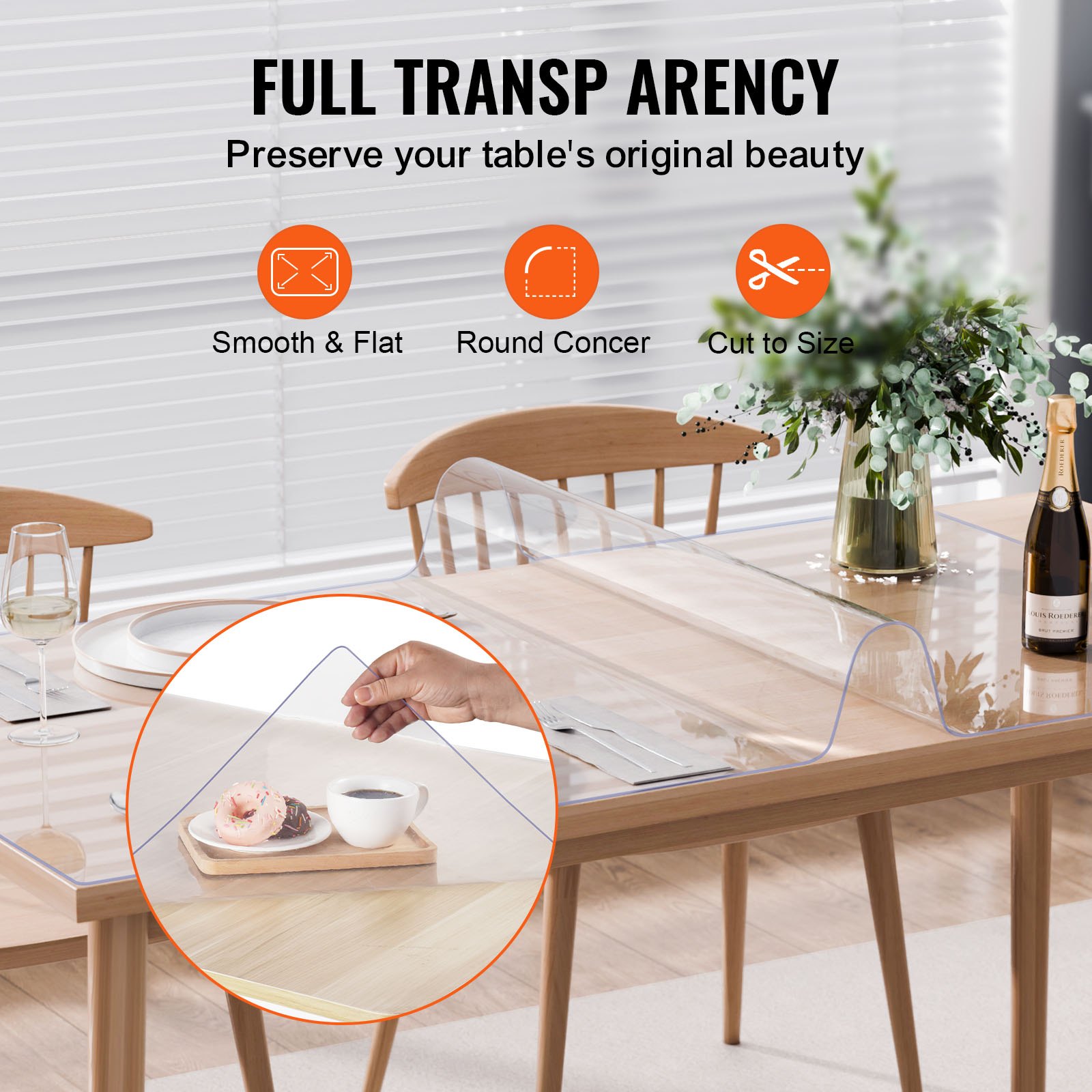 Plastic Table Cover, 42 x 60 Inch 2.0 mm Thick Clear Table Protector, Rectangle PVC Desk Mat, Waterproof & Easy Cleaning Desk Pad Tablecloth, for Office Dresser Dining Room Table Night Stand - Image 5