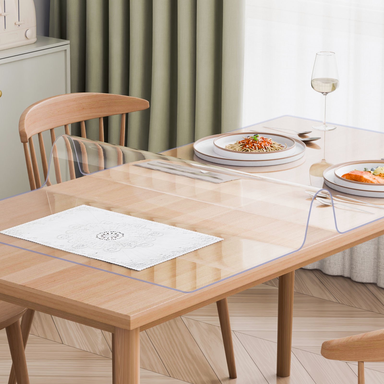 Plastic Table Cover, 42 x 60 Inch 2.0 mm Thick Clear Table Protector, Rectangle PVC Desk Mat, Waterproof & Easy Cleaning Desk Pad Tablecloth, for Office Dresser Dining Room Table Night Stand - Image 8