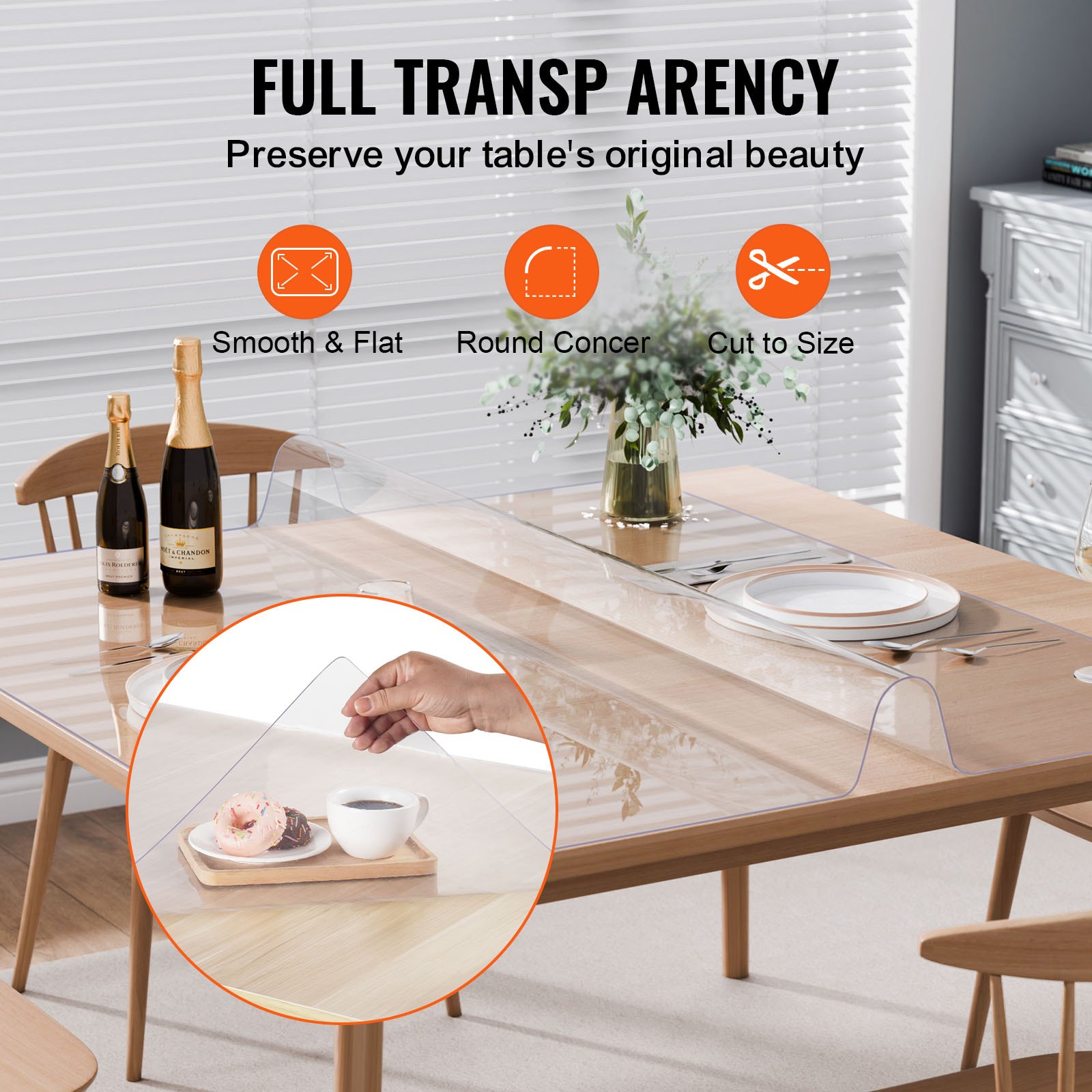 Plastic Table Cover, 48 x 48 Inch 1.5 mm Thick Clear Table Protector, Square PVC Desk Mat, Waterproof & Easy Cleaning Desk Pad Tablecloth, for Office Dresser Dining Room Table Night Stand - Image 5