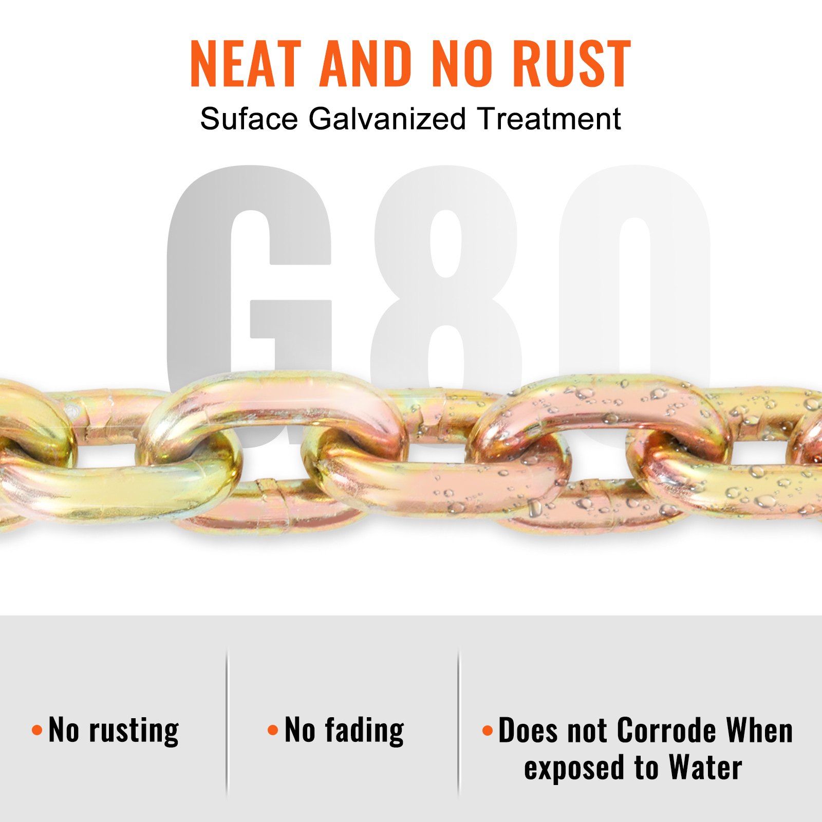 Transport Binder Chain, 3220 kg Working Load Limit, 3/8''x20' G80 Tow Chain Tie Down with Grab Hooks, DOT Certified, Galvanized Coating Manganese Steel for Dock Factory Construction Site, 2 Pack - Image 4