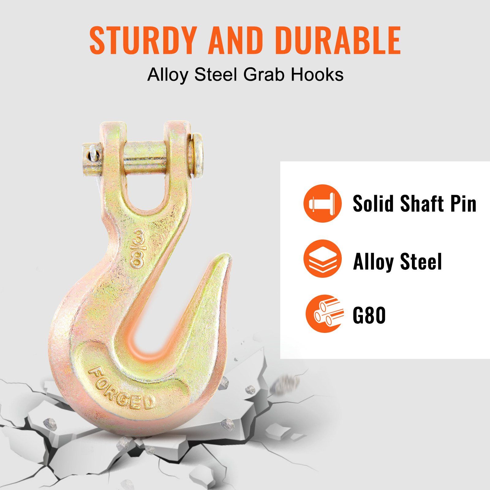 Transport Binder Chain, 3220 kg Working Load Limit, 3/8''x20' G80 Tow Chain Tie Down with Grab Hooks, DOT Certified, Galvanized Coating Manganese Steel for Dock Factory Construction Site, 2 Pack - Image 5