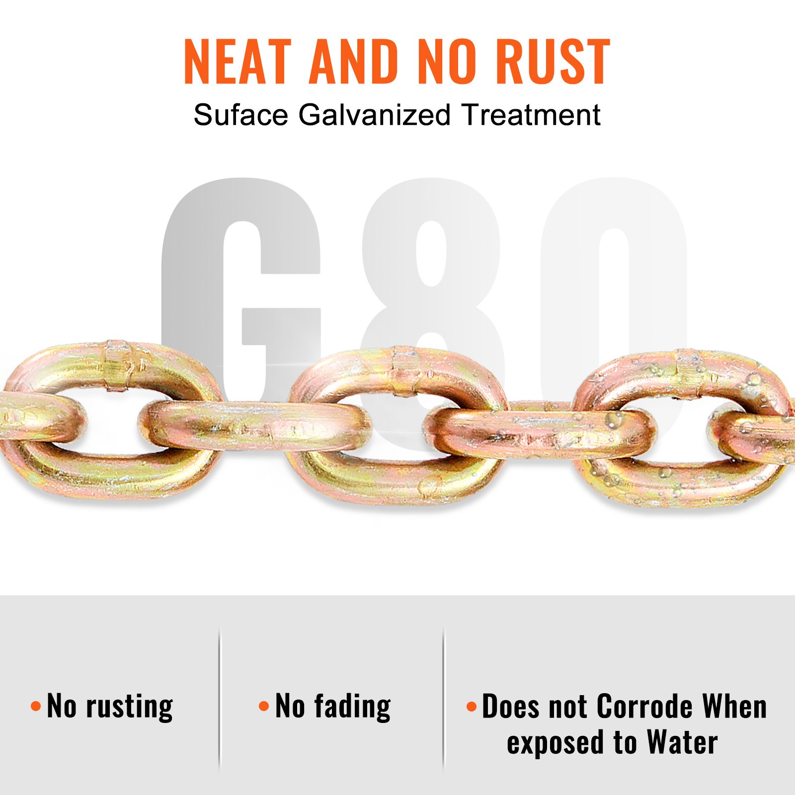 Transport Binder Chain, 2222 kg Working Load Limit, G80 Tow Chain Tie Down with Grab Hooks, DOT Certified, Galvanized Coating Manganese Steel for Dock Factory Construction Site - Image 4