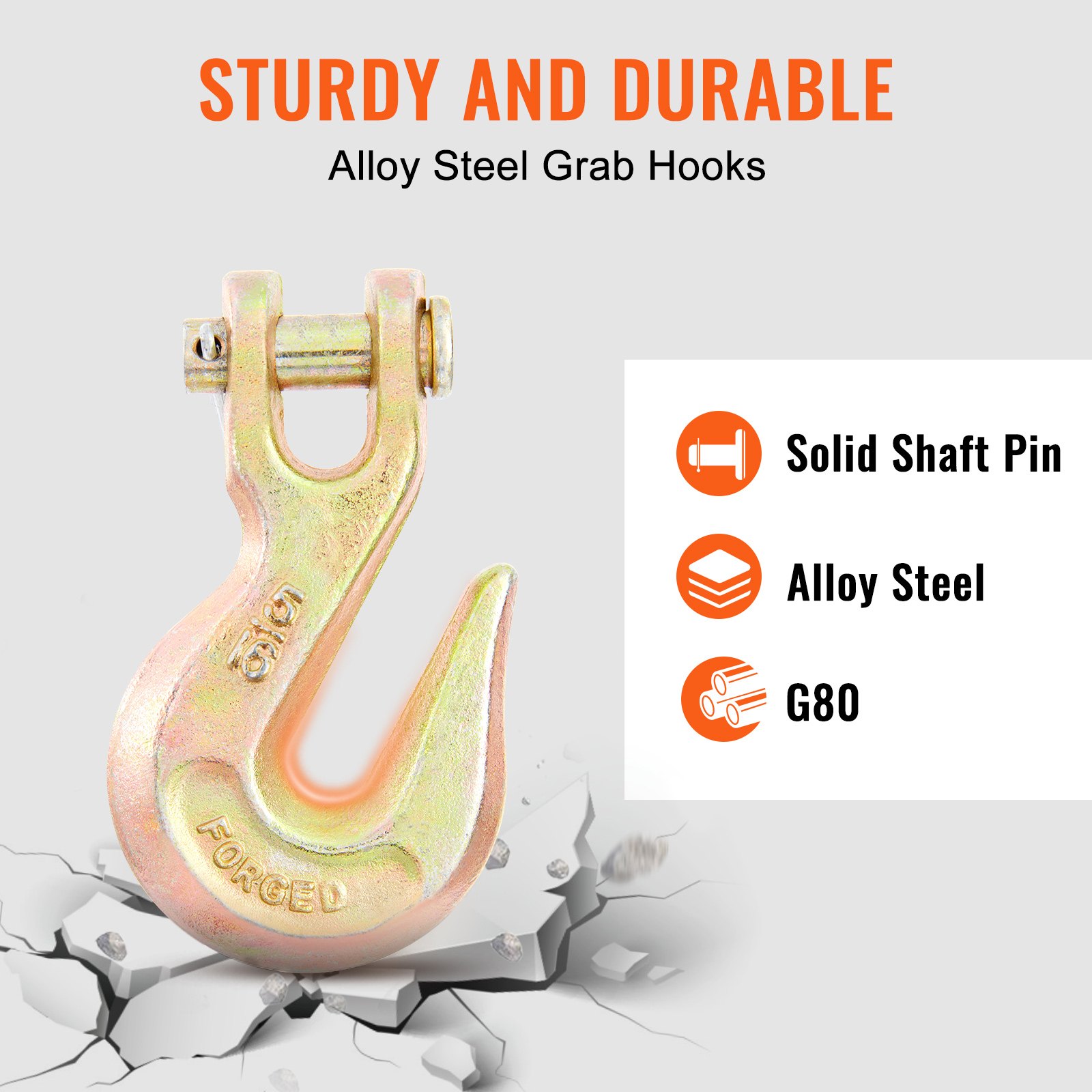 Transport Binder Chain, 2222 kg Working Load Limit, G80 Tow Chain Tie Down with Grab Hooks, DOT Certified, Galvanized Coating Manganese Steel for Dock Factory Construction Site - Image 5