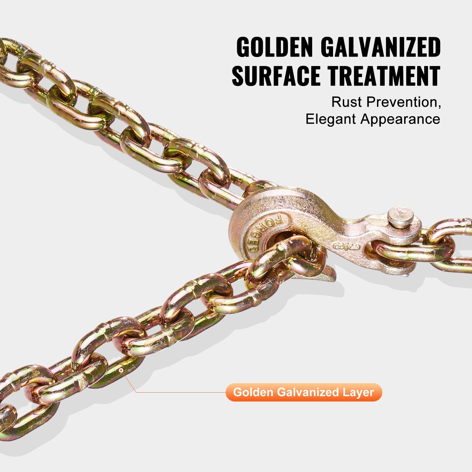 G80 Transport Binder Chain, 10 mm x 316 cm 2-Pack Tow Chain with Clevis Grab Hooks, 3.22T Safe Working Load, Heavy Duty Logging Chain for Transporting Towing Truck Tie Down Binding Equipment - Image 6