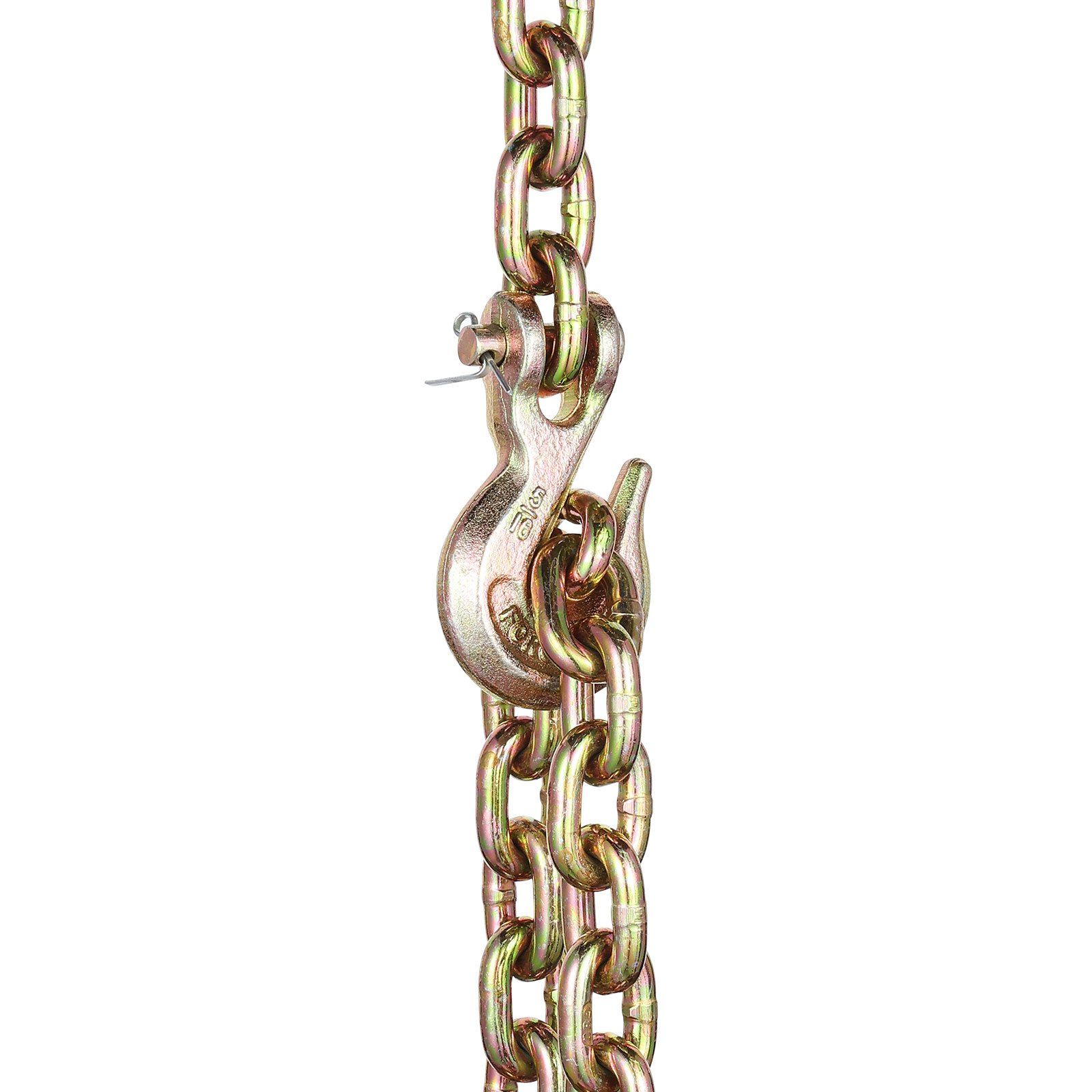 G80 Transport Binder Chain, 8 mm x 316 cm 2-Pack Tow Chain with Clevis Grab Hooks, 2.22T Safe Working Load, Heavy Duty Logging Chain for Transporting Towing Truck Tie Down Binding Equipment - Image 1