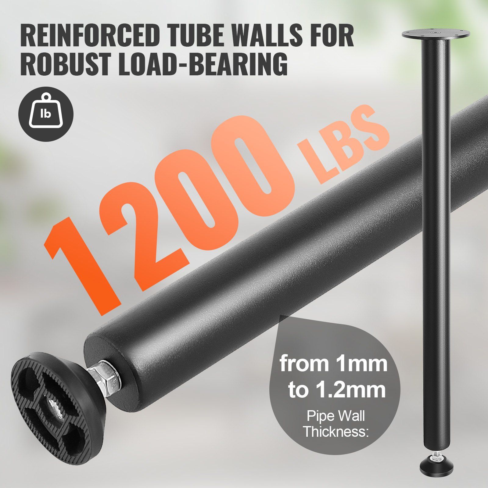 762MM Adjustable Desk Legs, Reinforced Steel Office Table Furniture legs Set of 4 for DIY, 544.3KG Load Capacity Heavy Duty Desk Legs, Quick Instalation Legs with Adjustable Foot Cup Black - Image 3