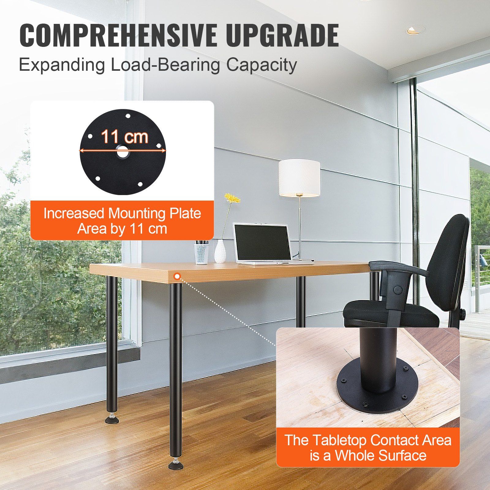 762MM Adjustable Desk Legs, Reinforced Steel Office Table Furniture legs Set of 4 for DIY, 544.3KG Load Capacity Heavy Duty Desk Legs, Quick Instalation Legs with Adjustable Foot Cup Black - Image 4