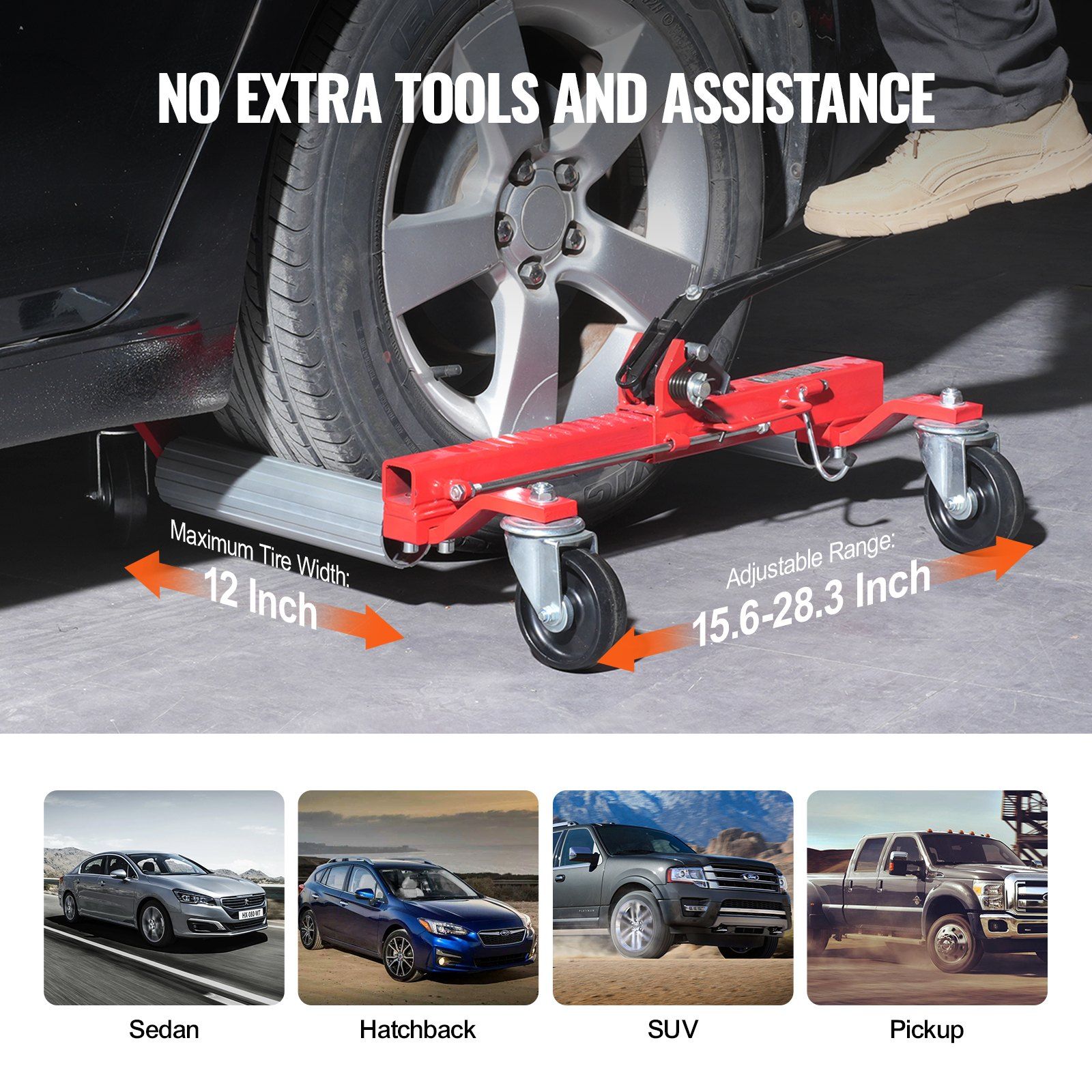 Wheel Dolly, Max Capacity 1500 Lbs Car Dolly, Car Jack Dolly Lifter with 360° Rotatable Wheels, Heavy Duty Vehicle Positioning Ratchet Tire Jack, for Vehicle Car Auto Repair Moving, Set of 4 - Image 4