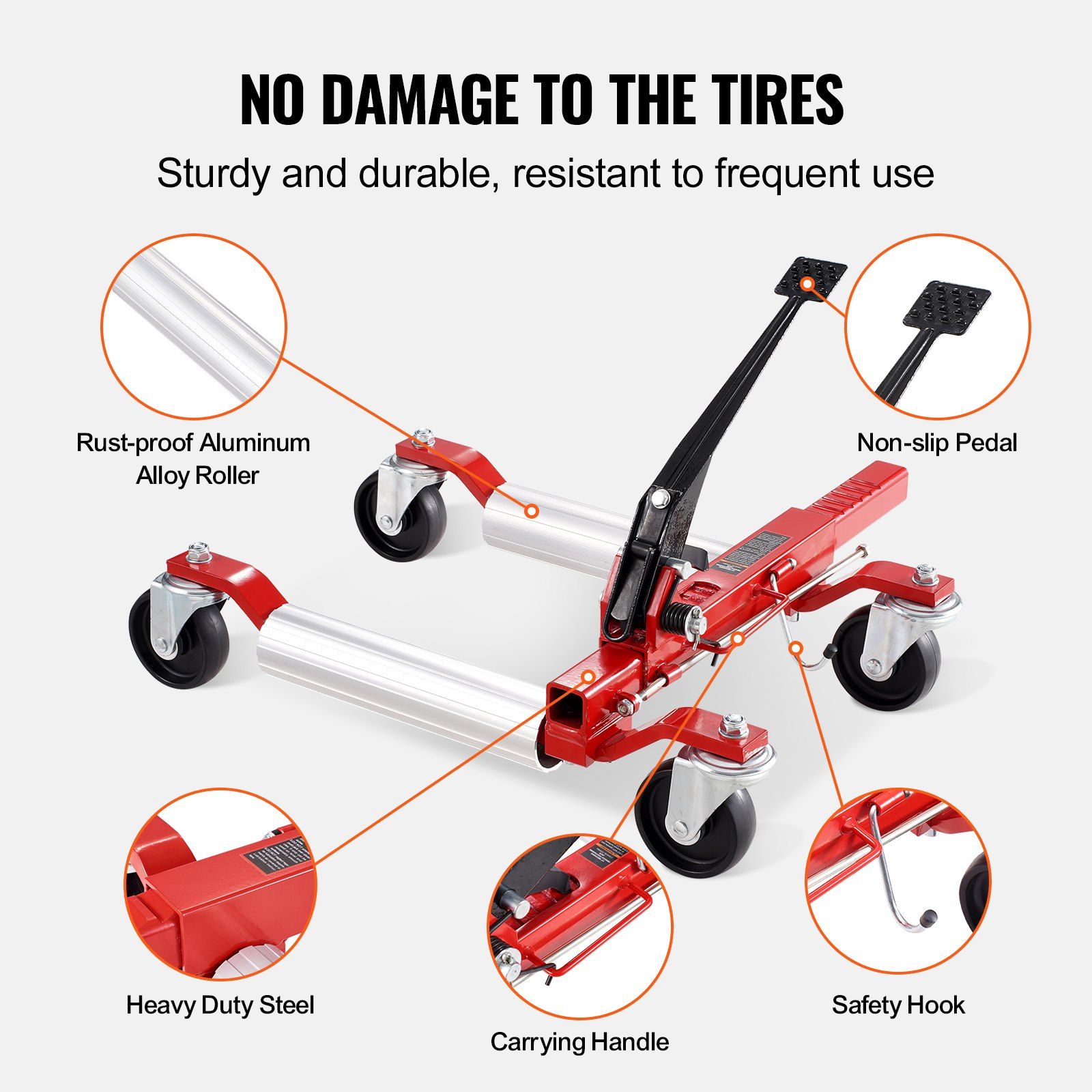 Wheel Dolly, Max Capacity 1500 Lbs Car Dolly, Car Jack Dolly Lifter with 360° Rotatable Wheels, Heavy Duty Vehicle Positioning Ratchet Tire Jack, for Vehicle Car Auto Repair Moving, Set of 4 - Image 6
