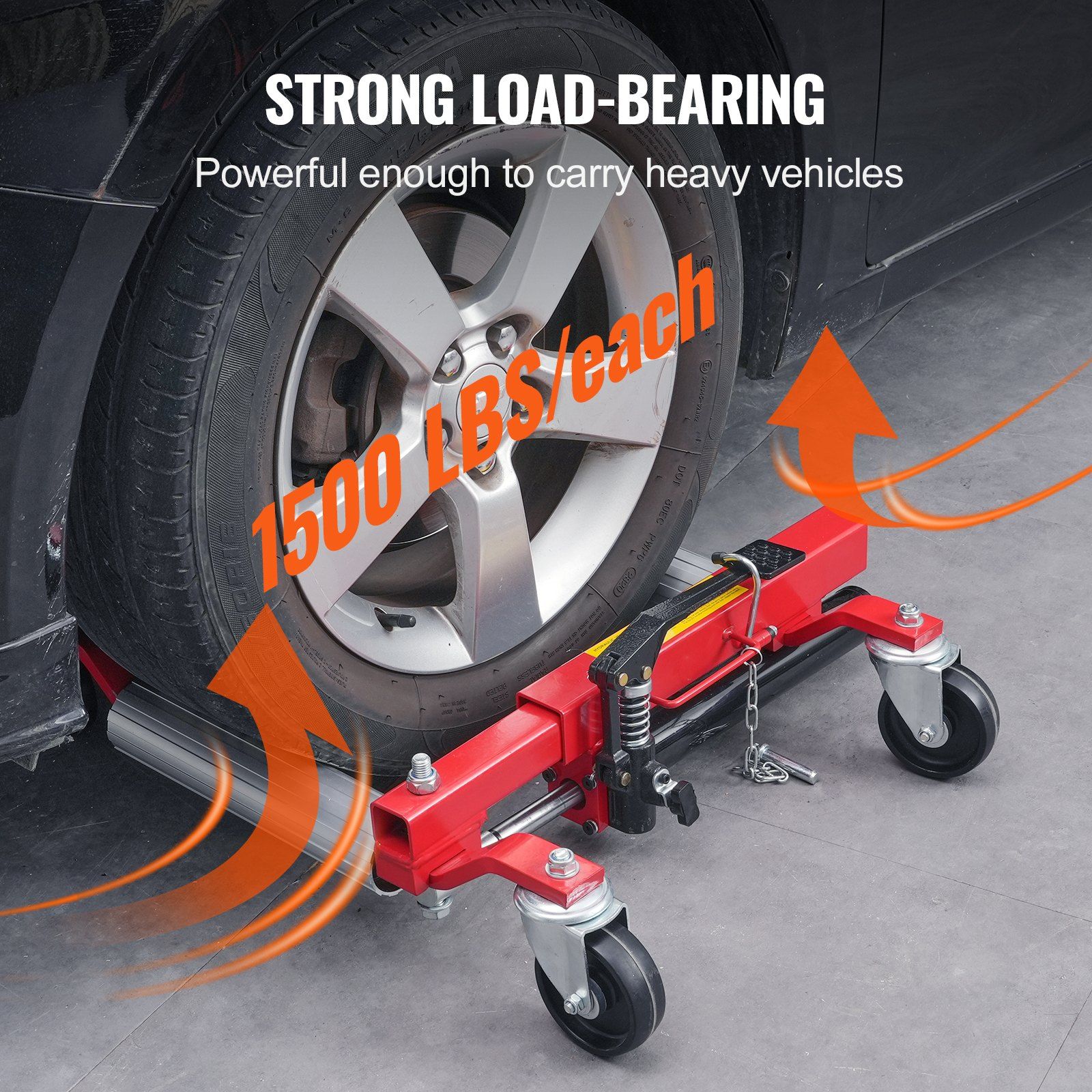 Wheel Dolly, Max Capacity 1500 Lbs Car Dolly, Car Jack Dolly Lifter with 360° Rotatable Wheels, Heavy Duty Vehicle Positioning Hydraulic Tire Jack, for Vehicle Car Auto Repair Moving, Set of 4 - Image 3