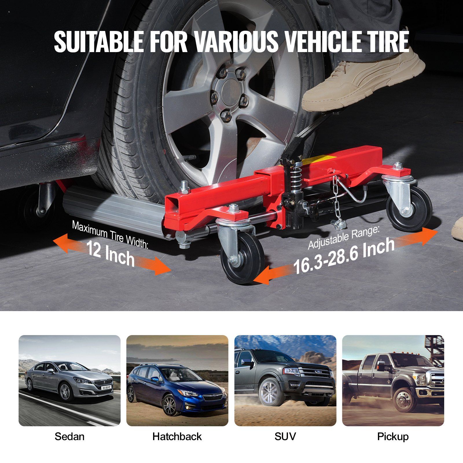 Wheel Dolly, Max Capacity 1500 Lbs Car Dolly, Car Jack Dolly Lifter with 360° Rotatable Wheels, Heavy Duty Vehicle Positioning Hydraulic Tire Jack, for Vehicle Car Auto Repair Moving, Set of 4 - Image 4