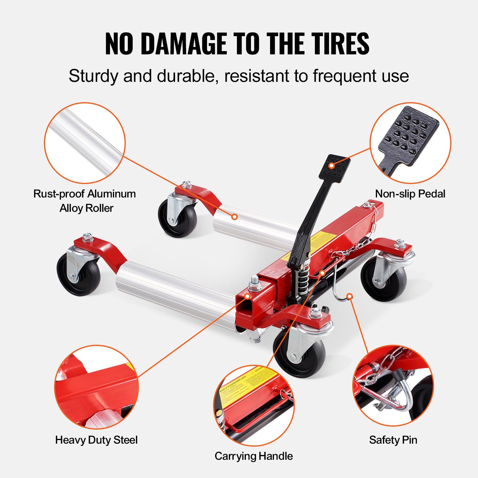 Wheel Dolly, Max Capacity 1500 Lbs Car Dolly, Car Jack Dolly Lifter with 360° Rotatable Wheels, Heavy Duty Vehicle Positioning Hydraulic Tire Jack, for Vehicle Car Auto Repair Moving, Set of 4 - Image 6