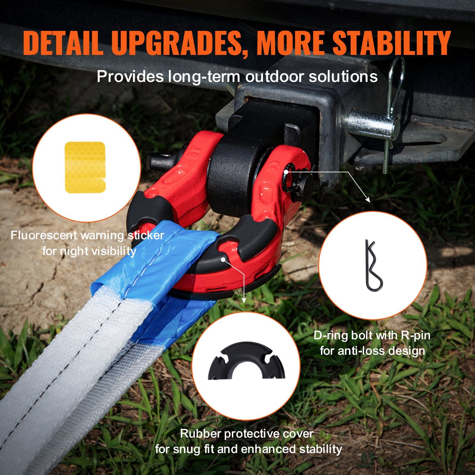 Shackle Hitch Receiver, Fits 50 mm Receivers, 29.9 Tons Breaking Strength, D Ring Shackle with Trailer Hitch Lock Pin, Heavy Duty Towing Accessories for Trucks, Jeeps, Off-Road Vehicle Recovery - Image 5