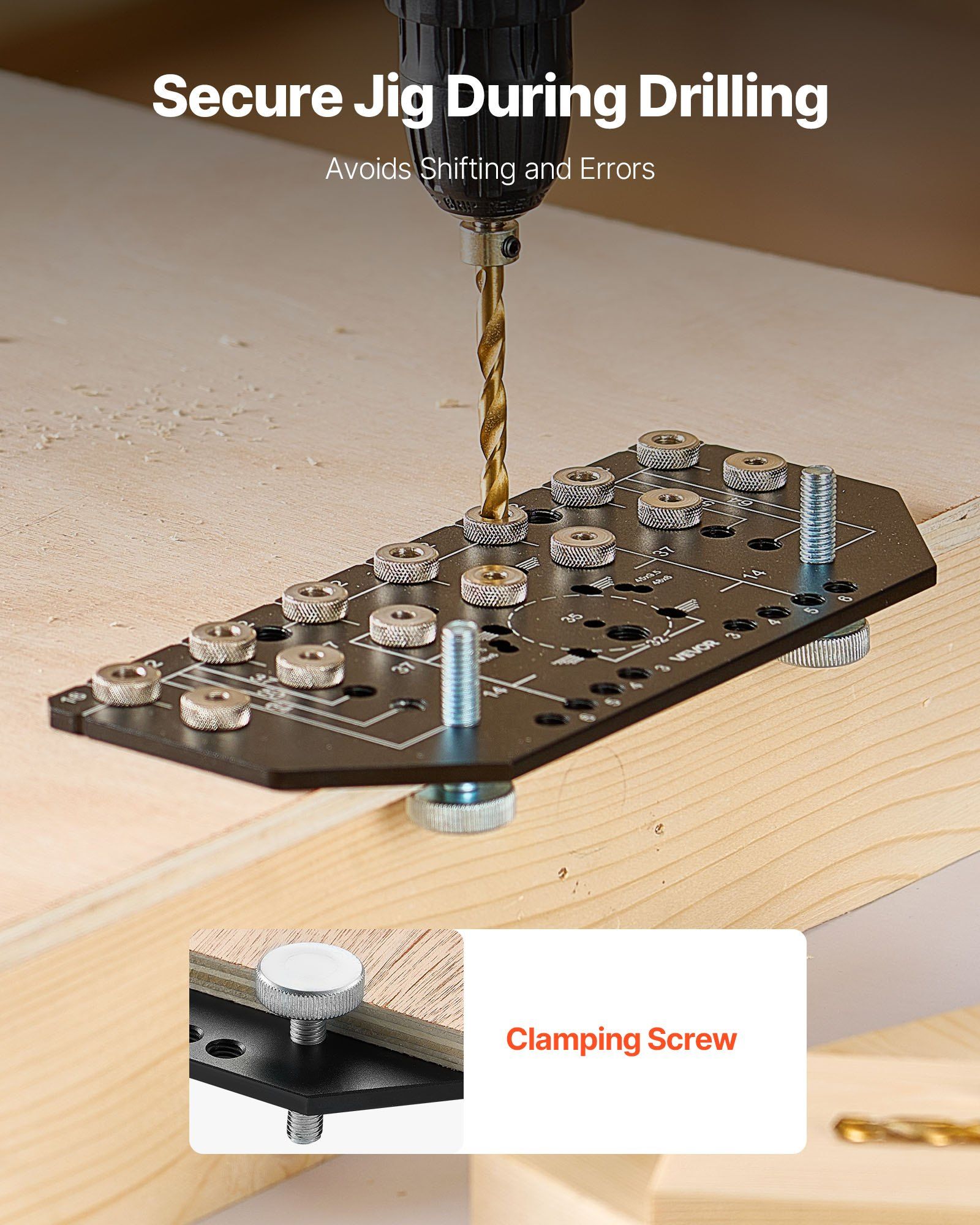 Shelf Pin Jig and Hinge Jig Two-in-One, Aluminum Alloy Cabinet Hardware Hole Drilling Template with 6.4 and 4.8 mm Drill Bits, for Cabinet Doors Bookshelves Wardrobes Woodworking and DIY - Image 5