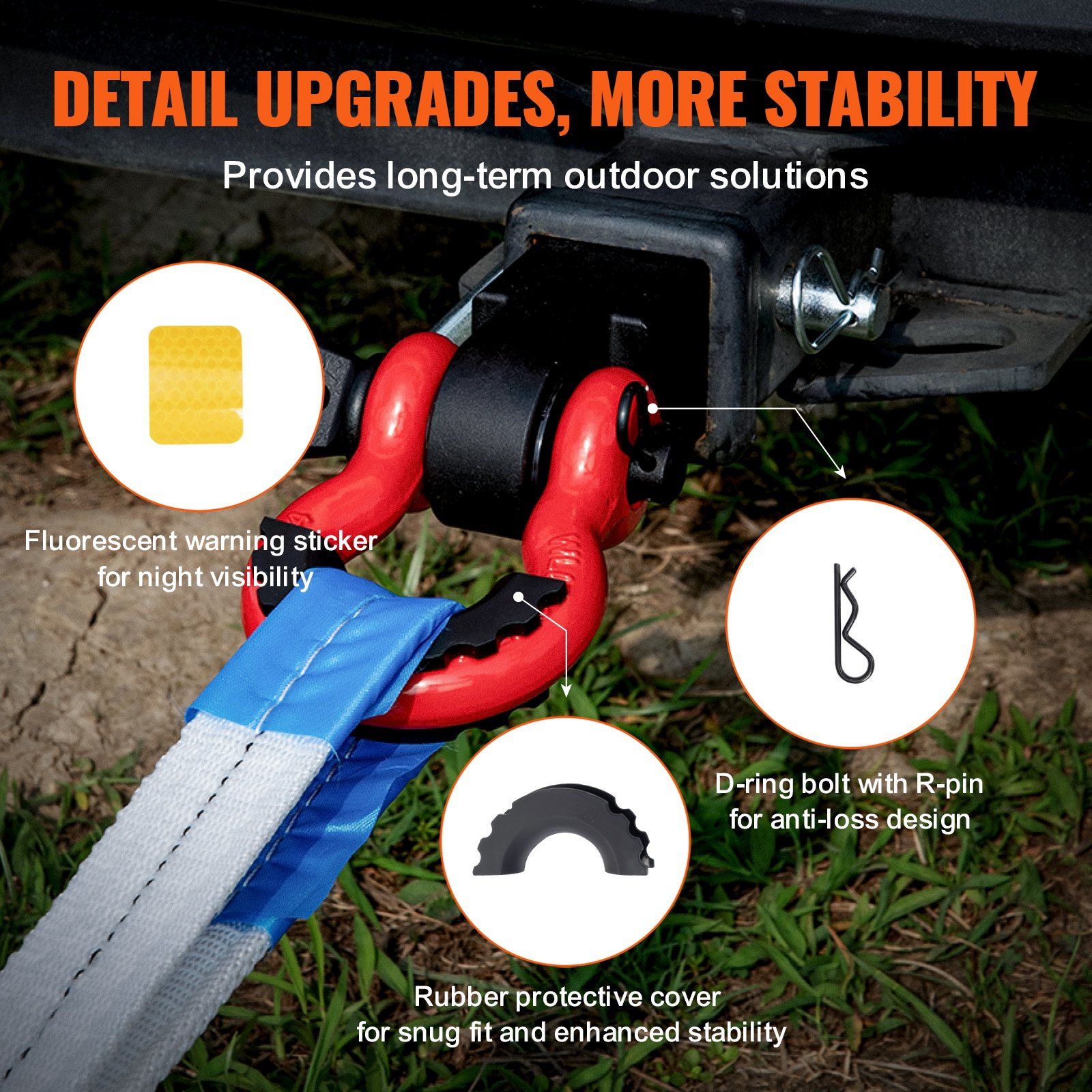 Shackle Hitch Receiver 50 mm, 29.9 Tons Breaking Strength, D Ring Shackle with Trailer Hitch Lock Pin, Heavy Duty Towing Accessories for Trucks, Jeeps, Off-Road Vehicle Recovery, Aluminum Alloy - Image 5
