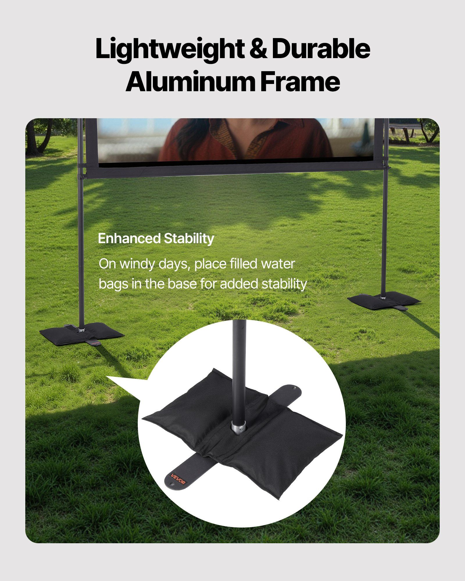 Projector Screen with Stand, 80 Inch 160° Wide Angle Indoor Outdoor Projection Screen, 16:9 4K HD Wrinkleless Portable Dual-Stand Screens with Carry Bag, for Movie Home Theater Presentation - Image 3