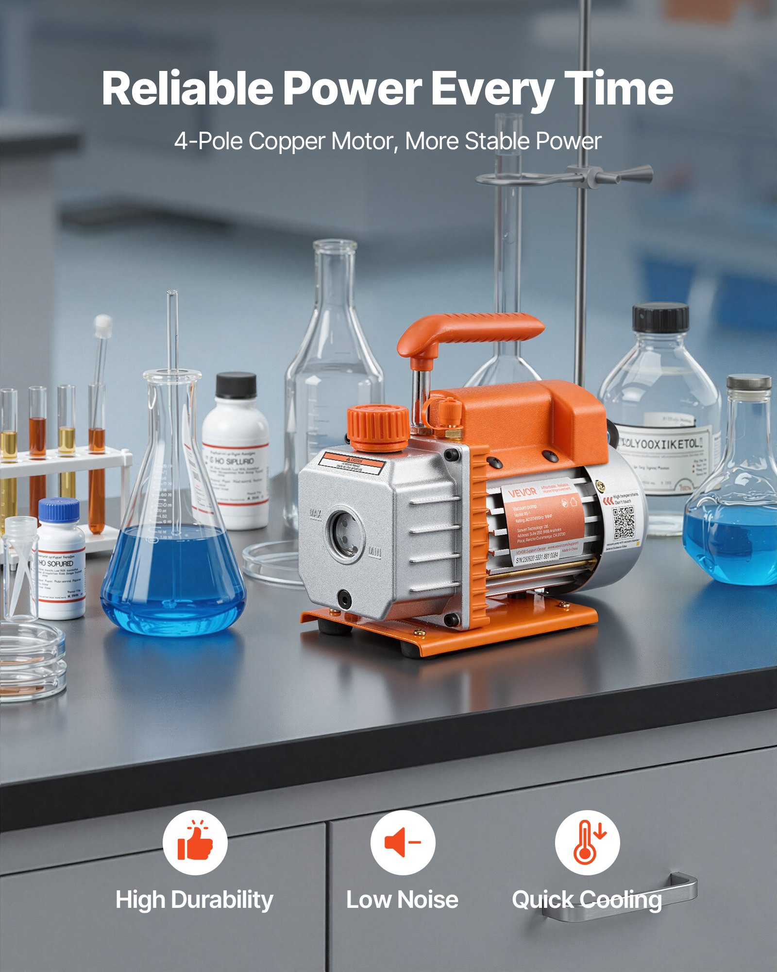 11.36 L Vacuum Chamber with Pump, 3.5 CFM 99 L/min, Single Stage Vacuum Pump, Stainless Steel Degassing Chamber Kit, Tempered Glass Lid, 1.5 m Hose, for Stabilizing Wood Degassing Silicone Resin - Image 3