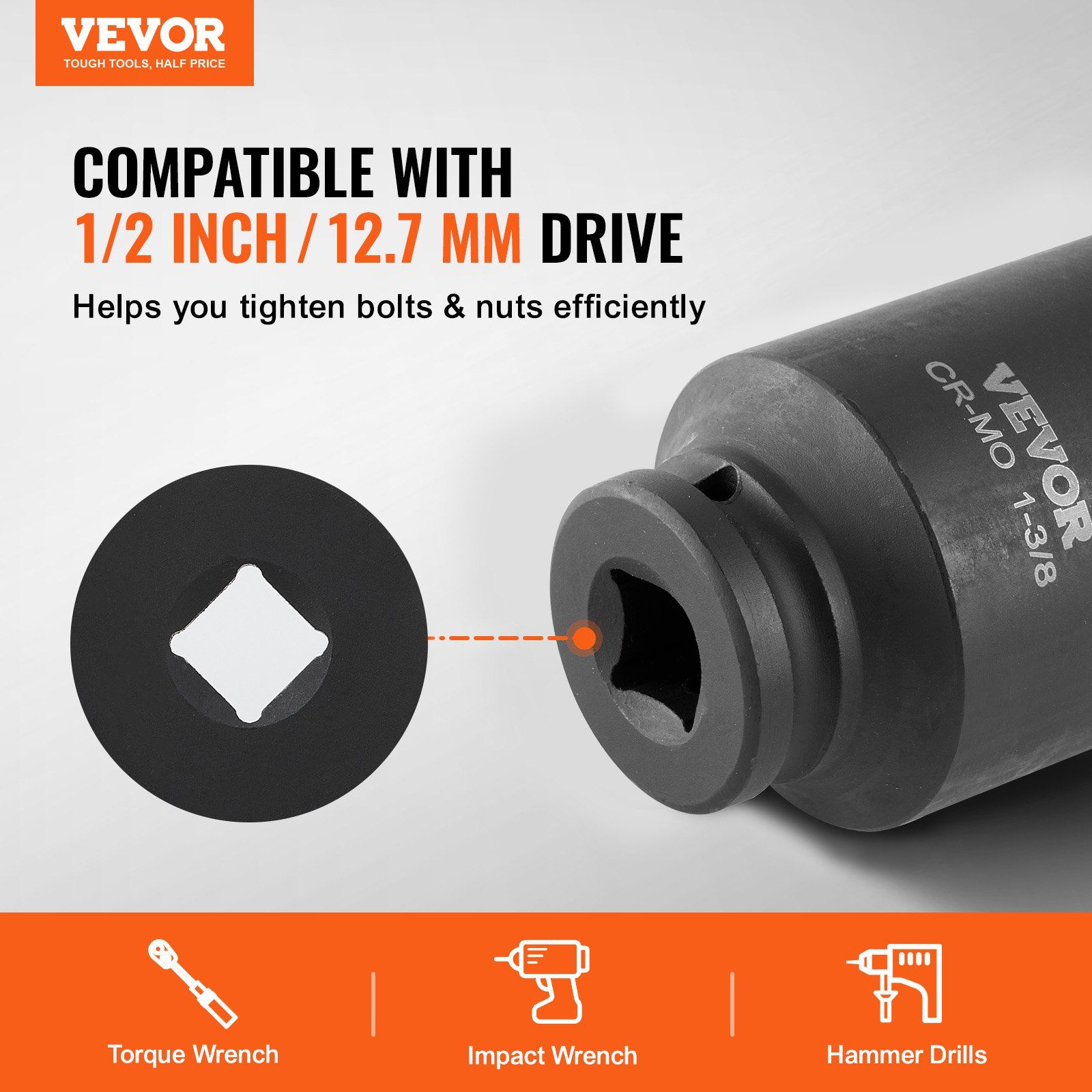 Axle Nut Impact Socket Set, 1/2